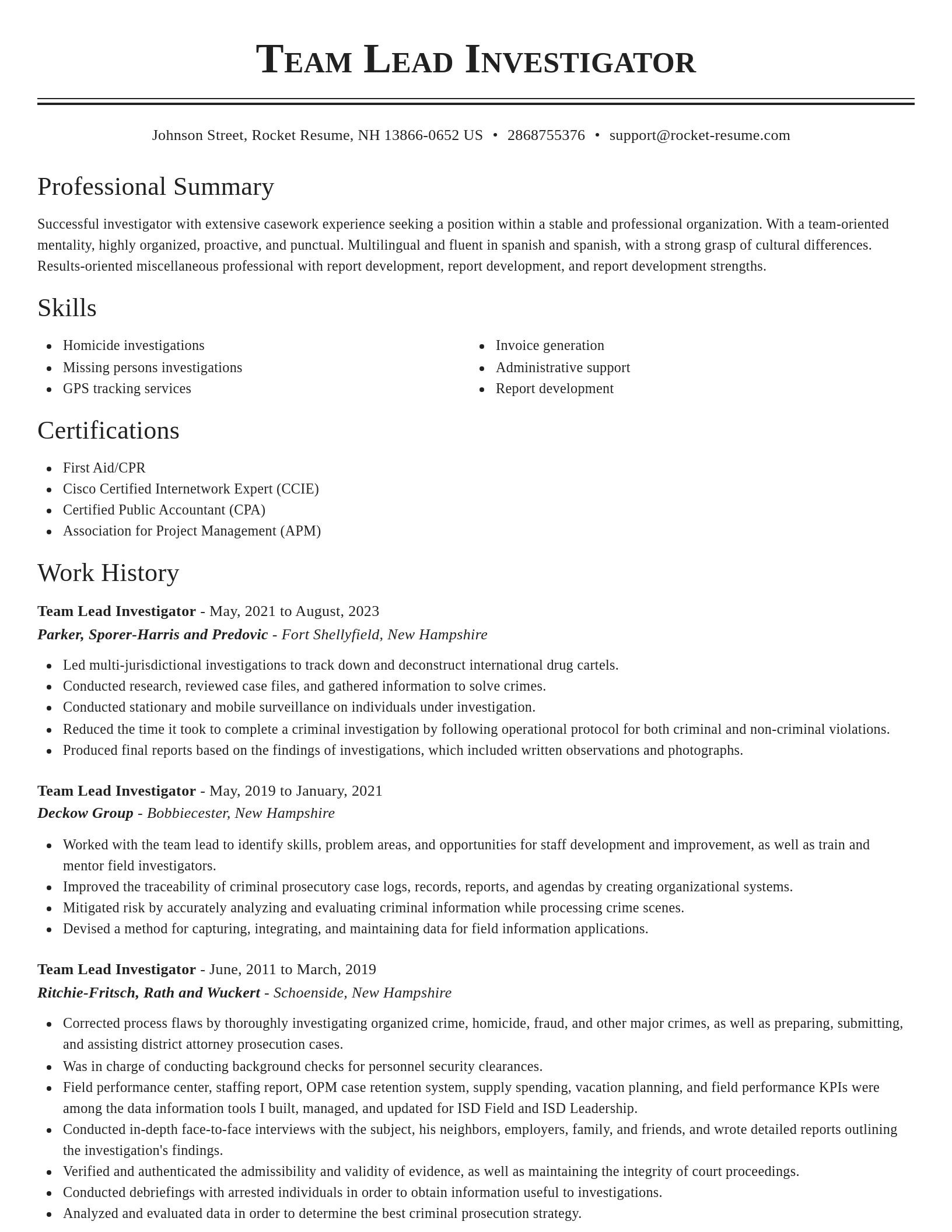 Classic resume template