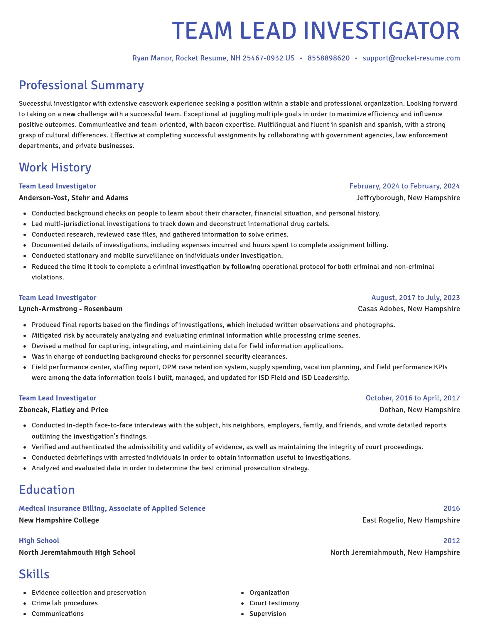 Novel resume template