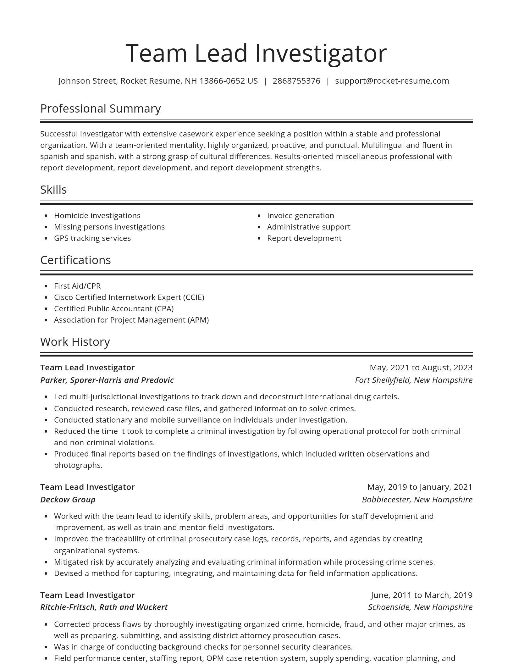 Spotlight resume template