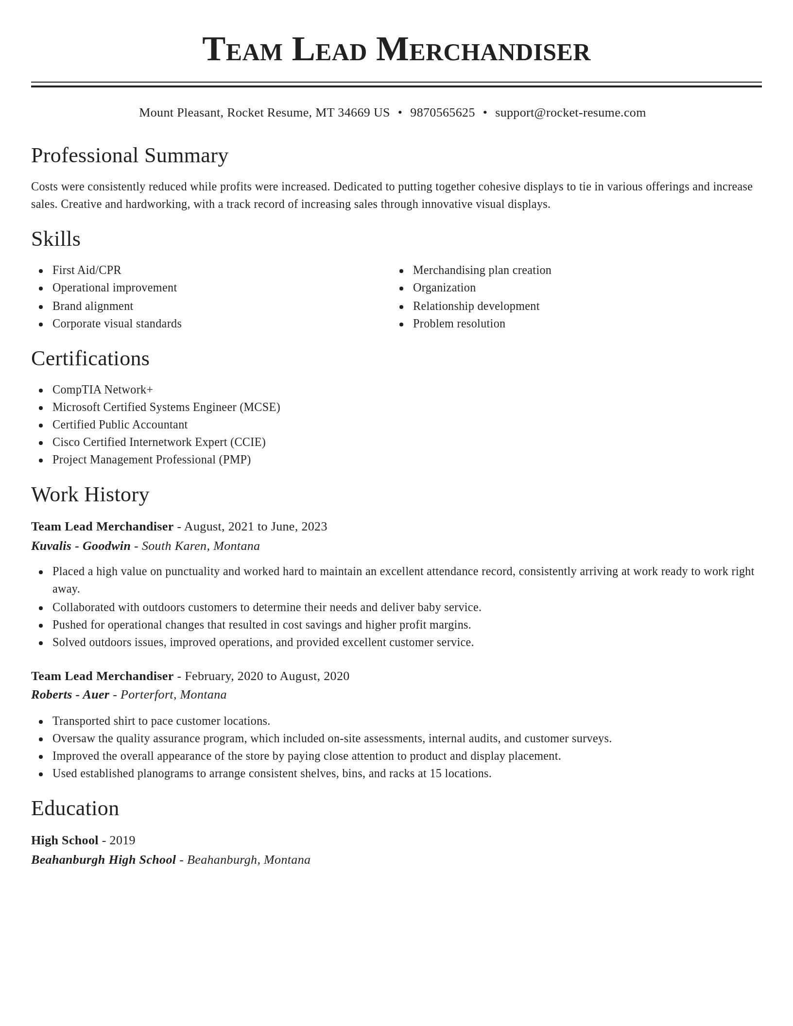 Classic resume template