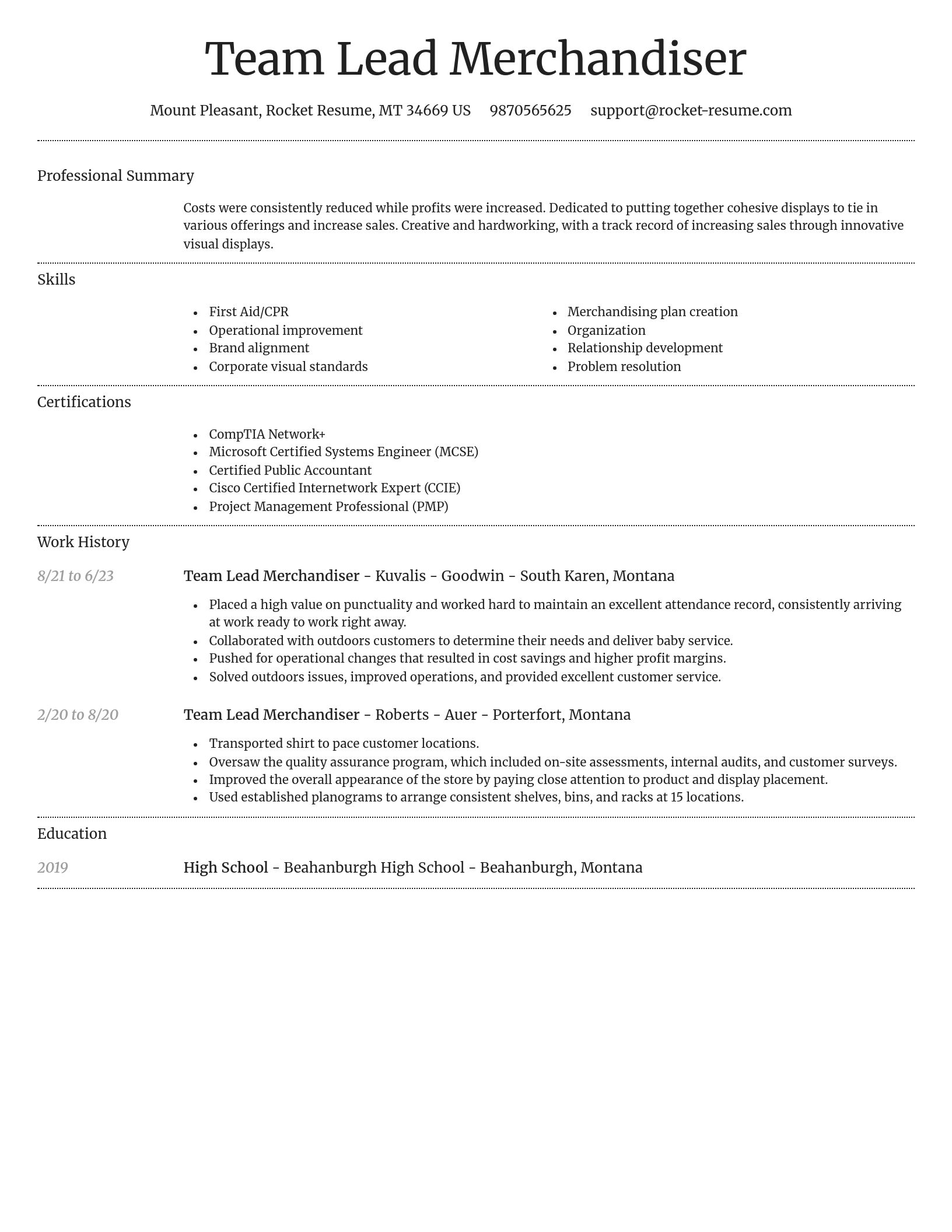 Dignified resume template