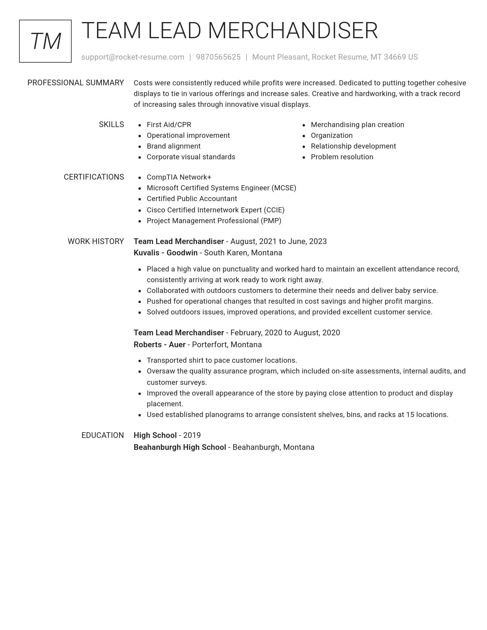 Renowned resume template