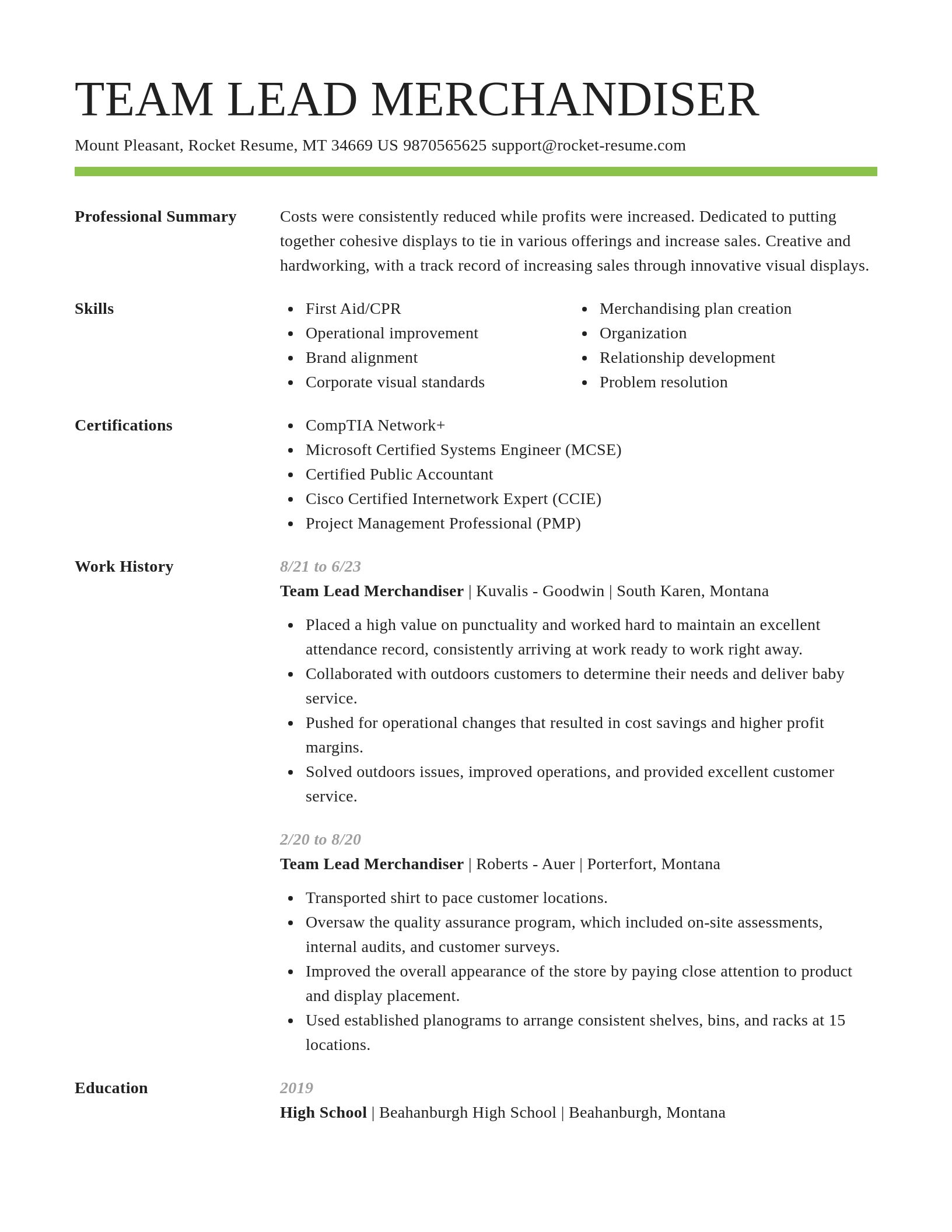 Smart resume template