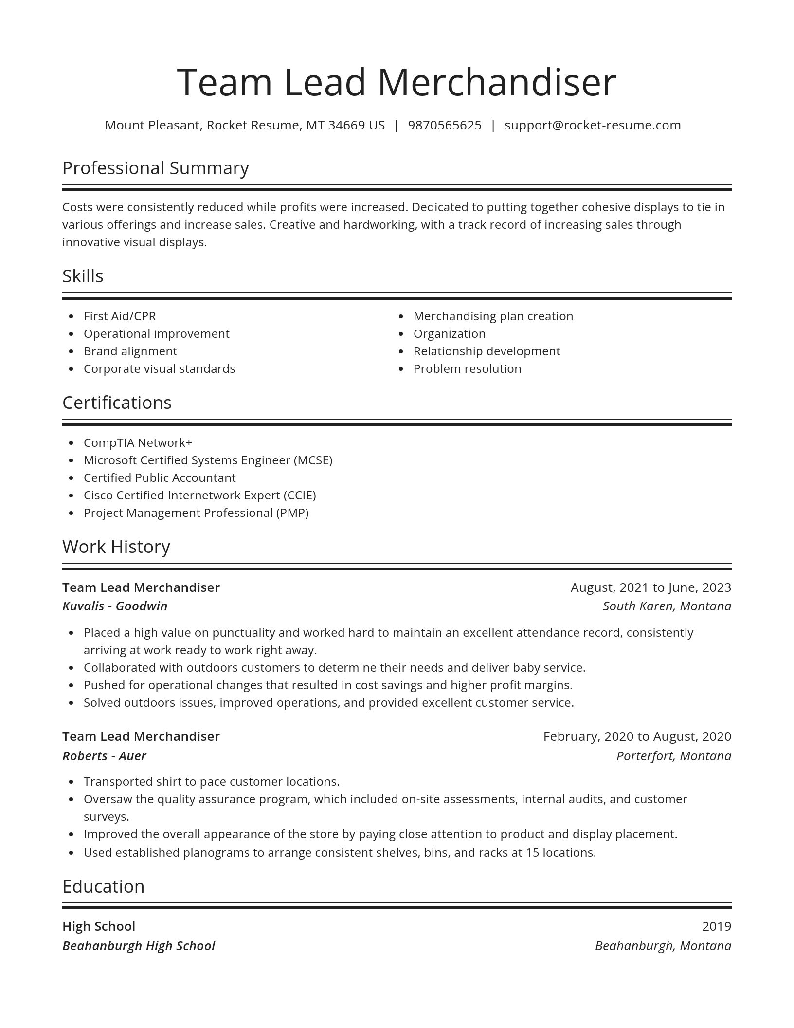 Spotlight resume template