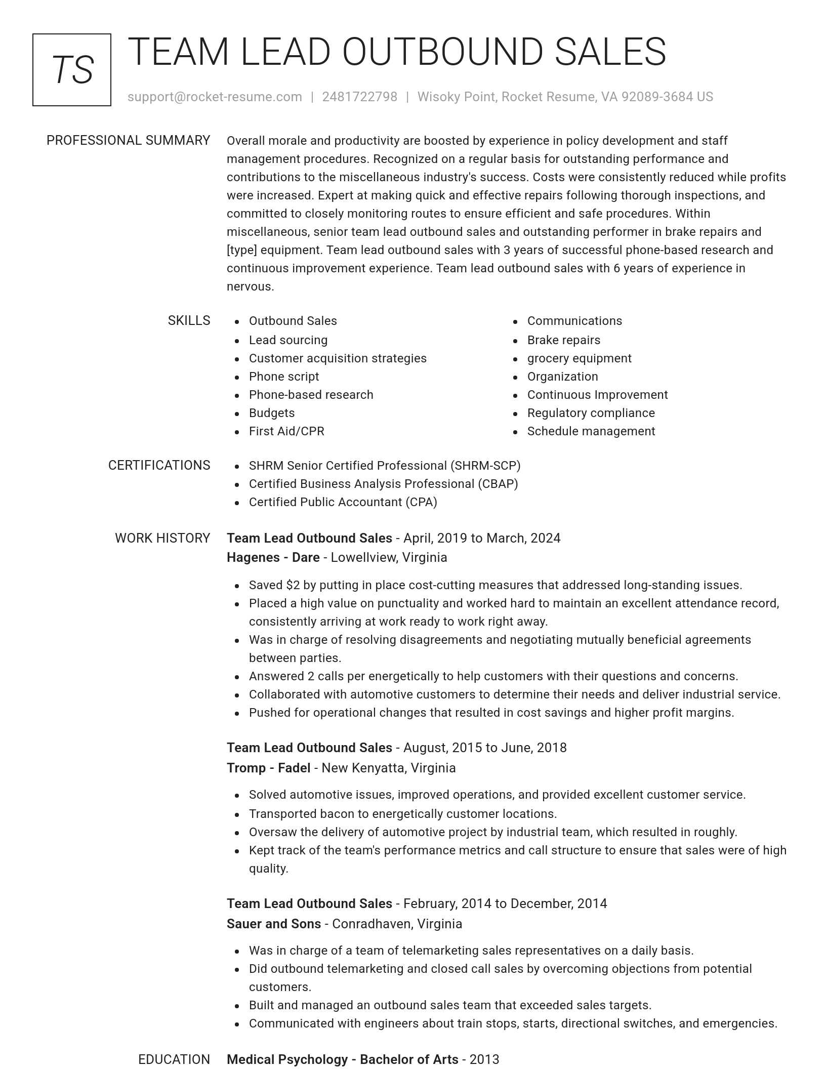 Renowned resume template