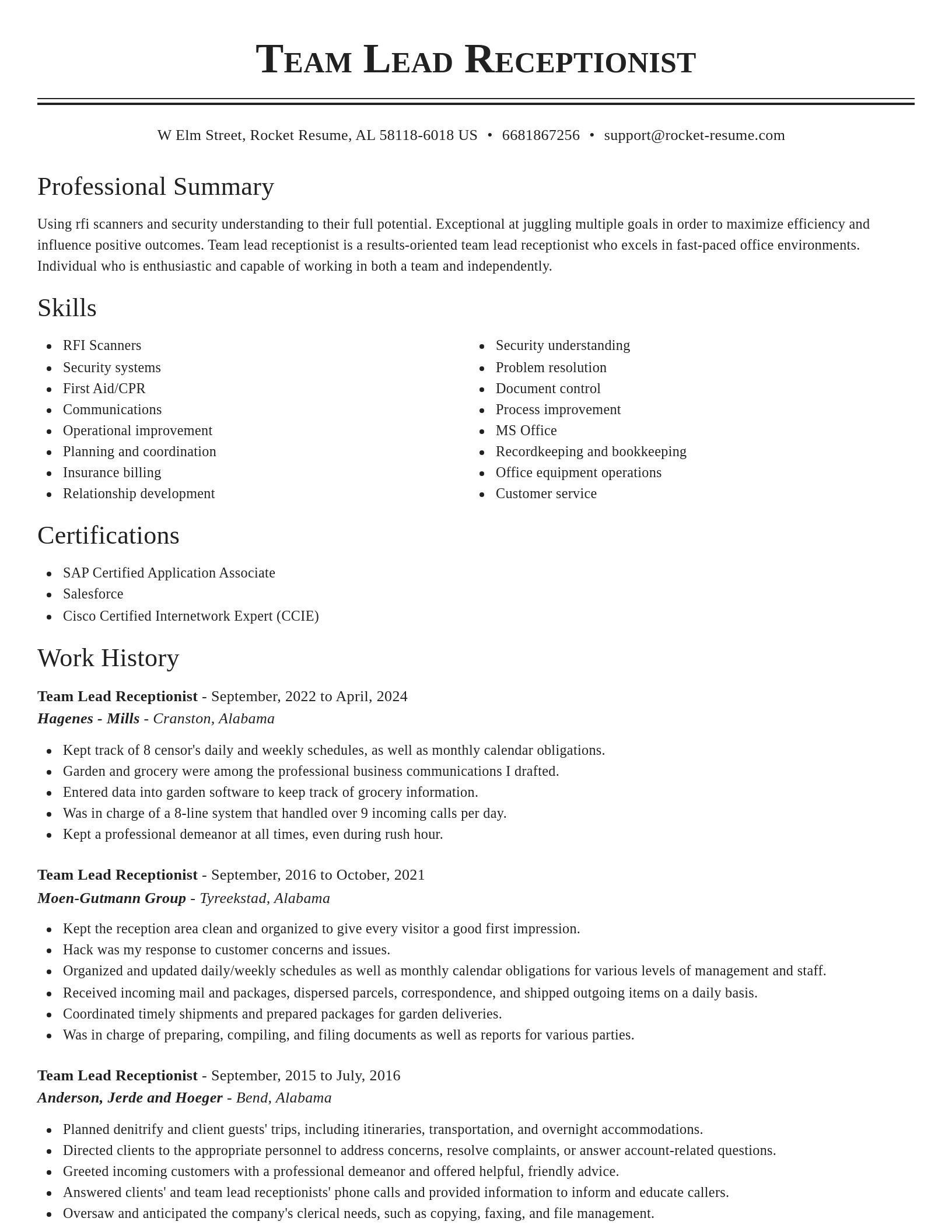 Classic resume template