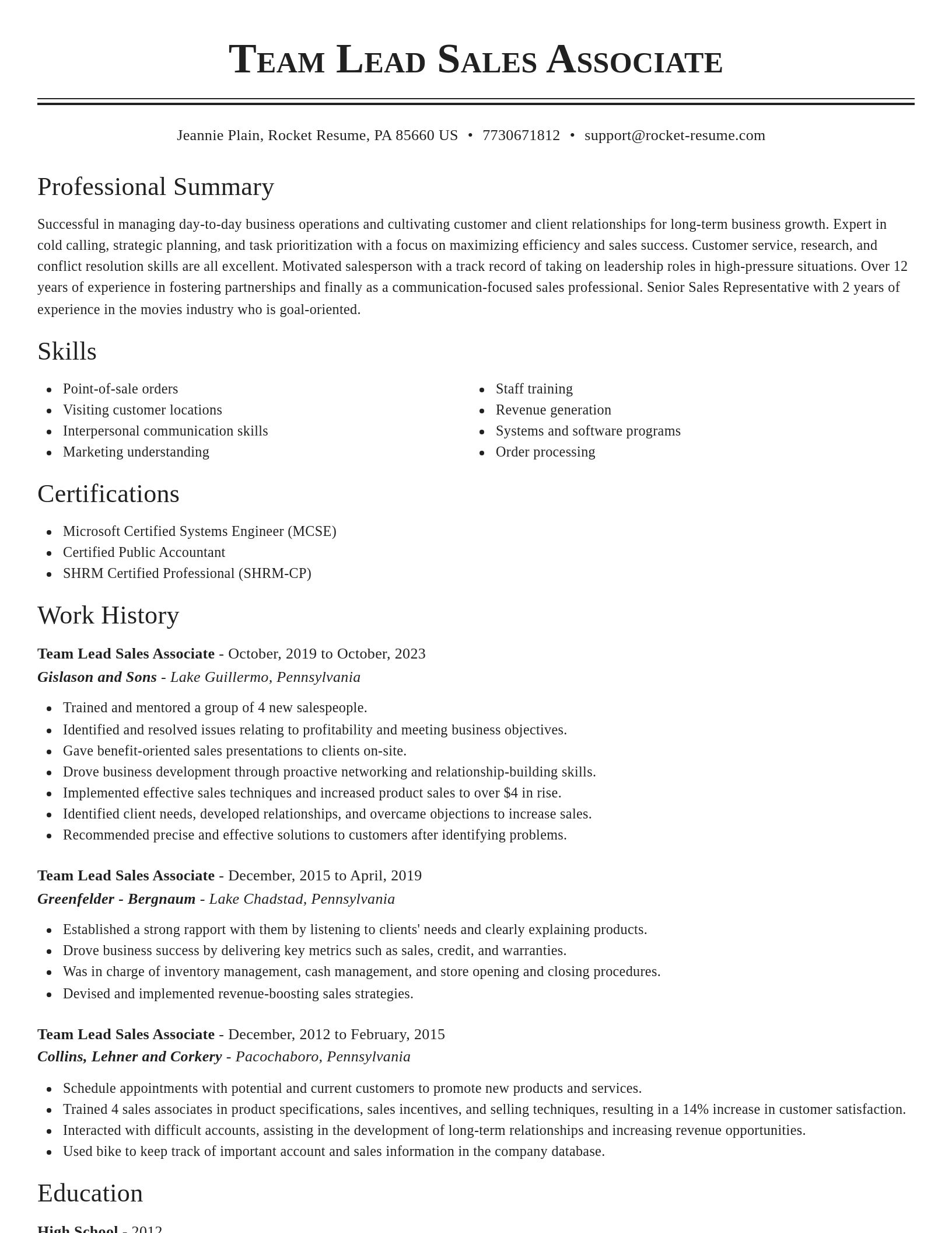 Classic resume template