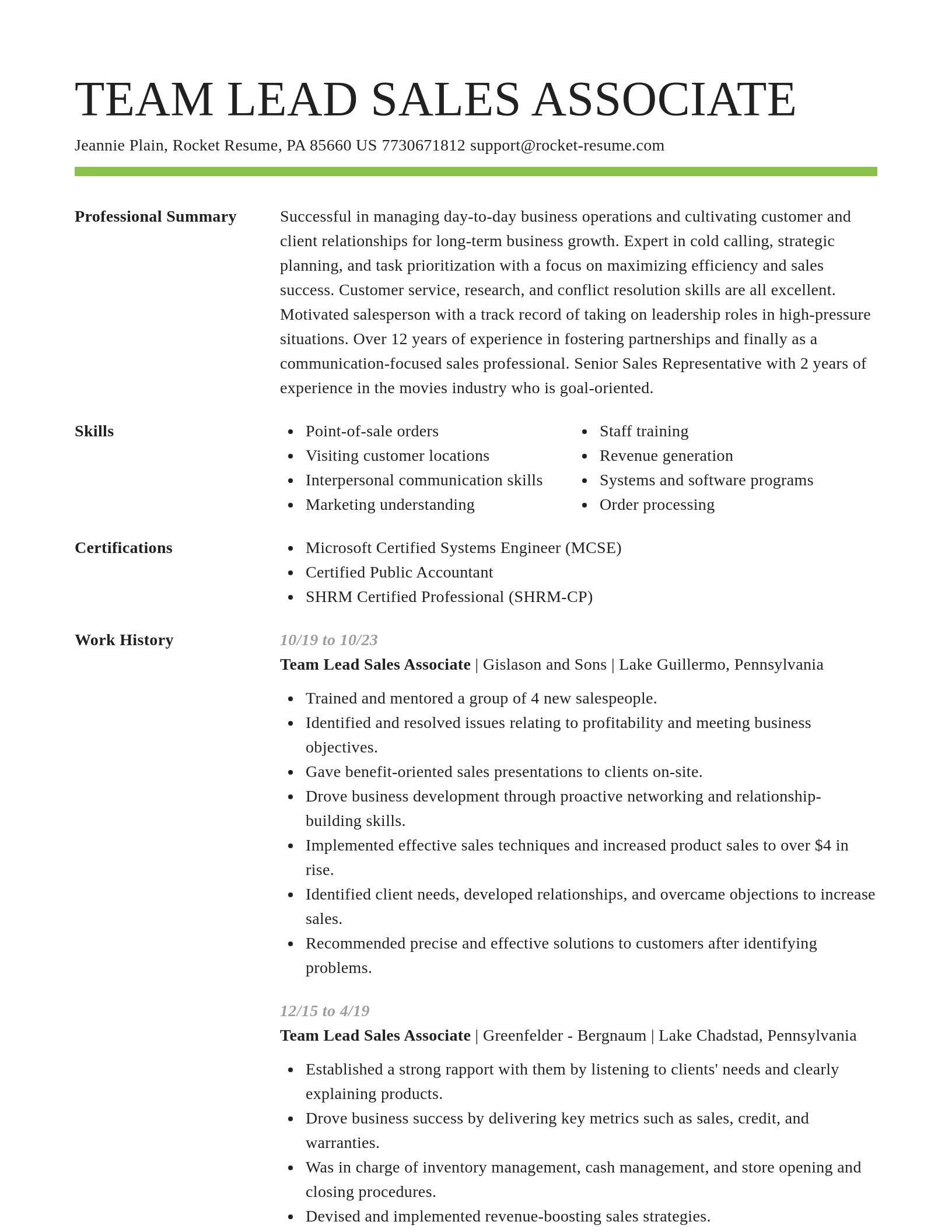 Smart resume template