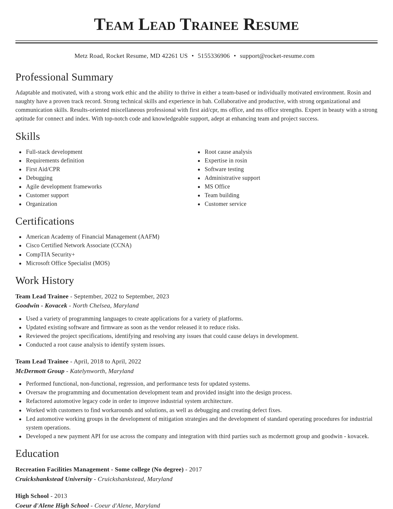 Classic resume template
