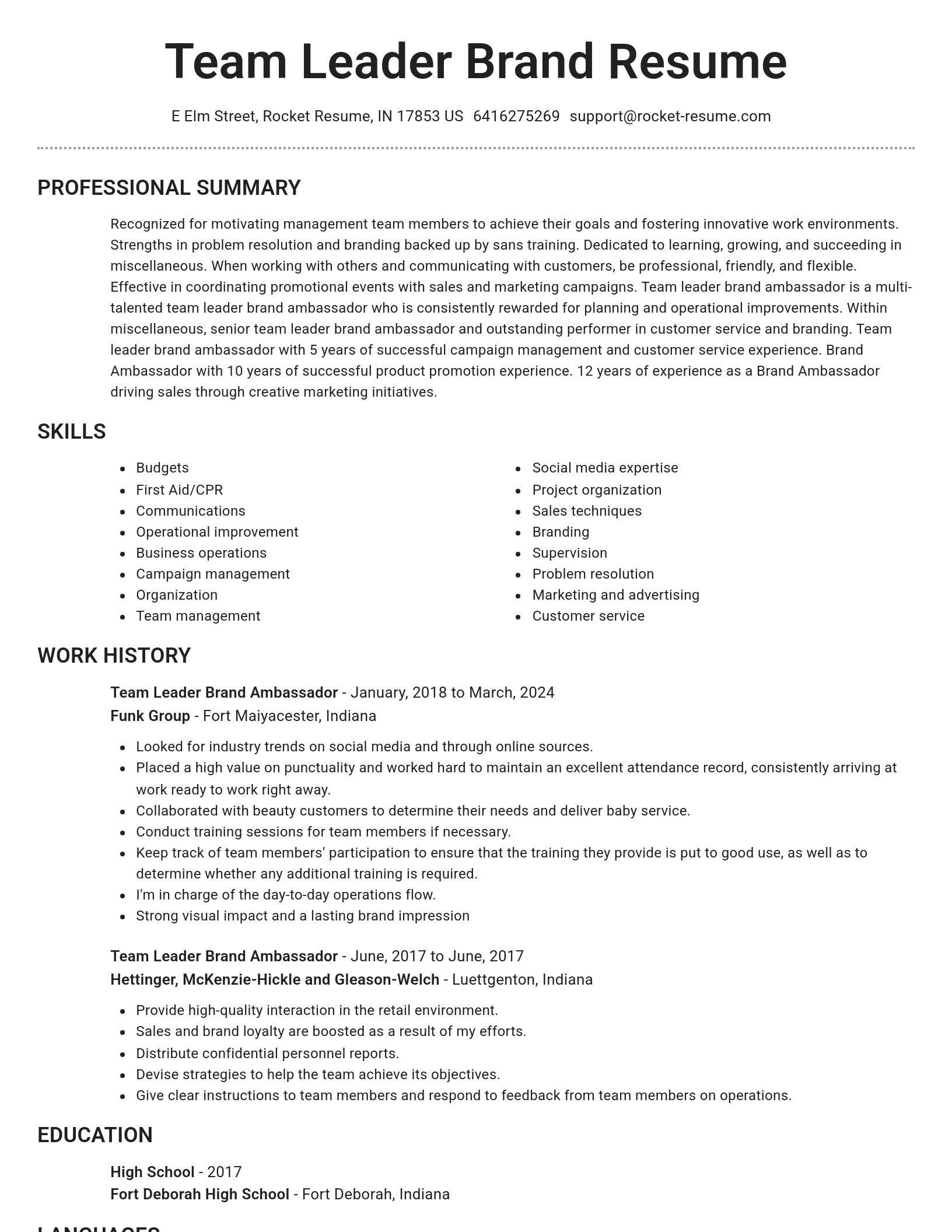 Brilliant resume template