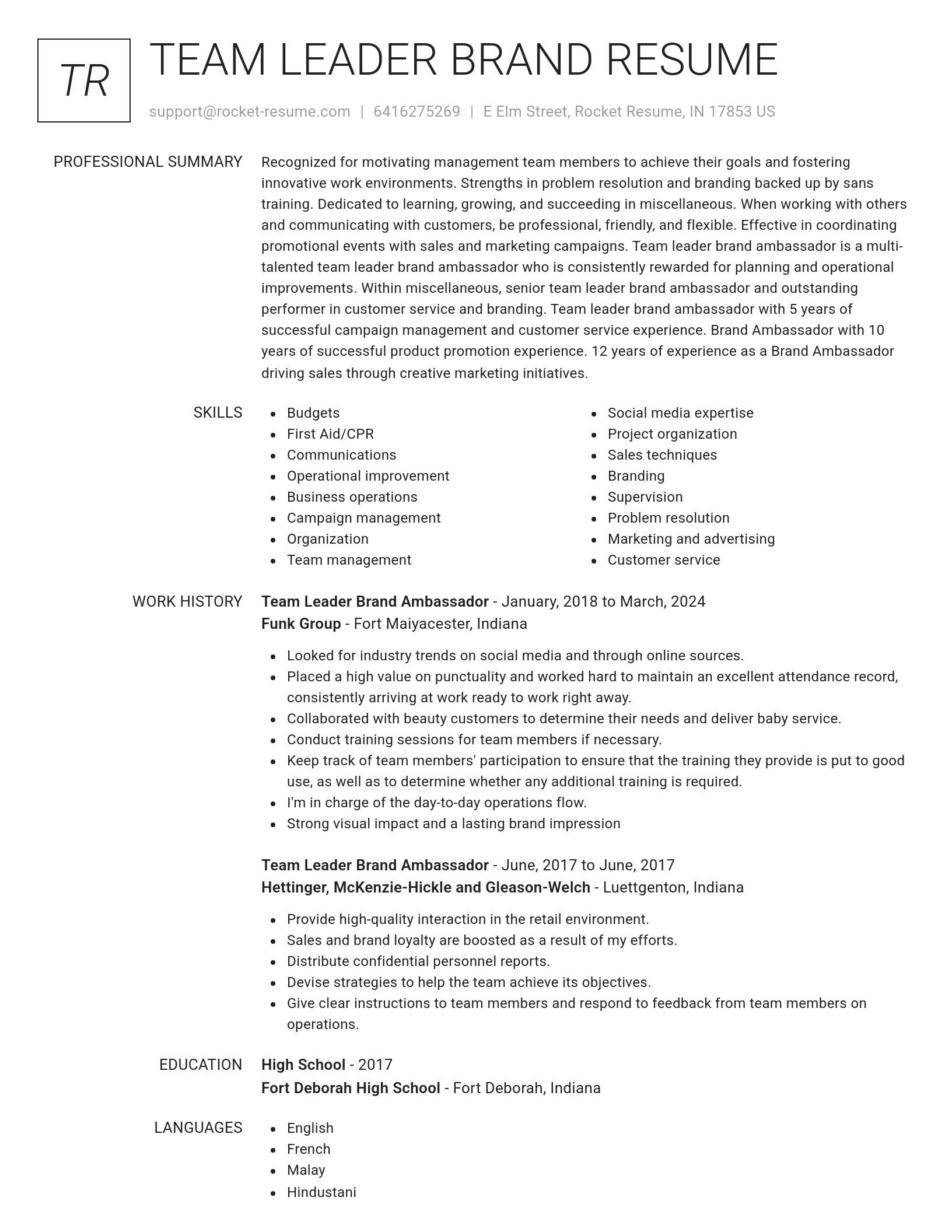 Renowned resume template