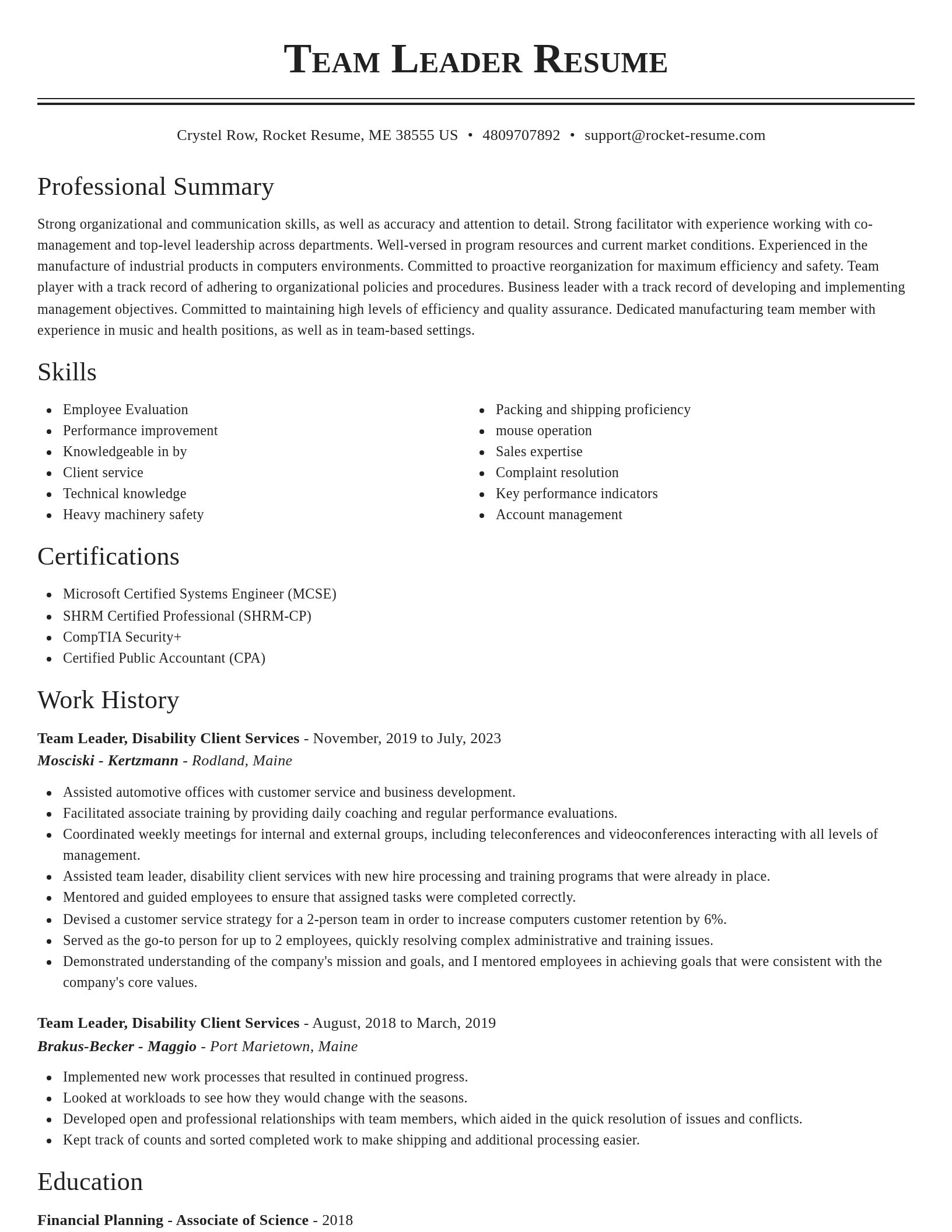 Classic resume template