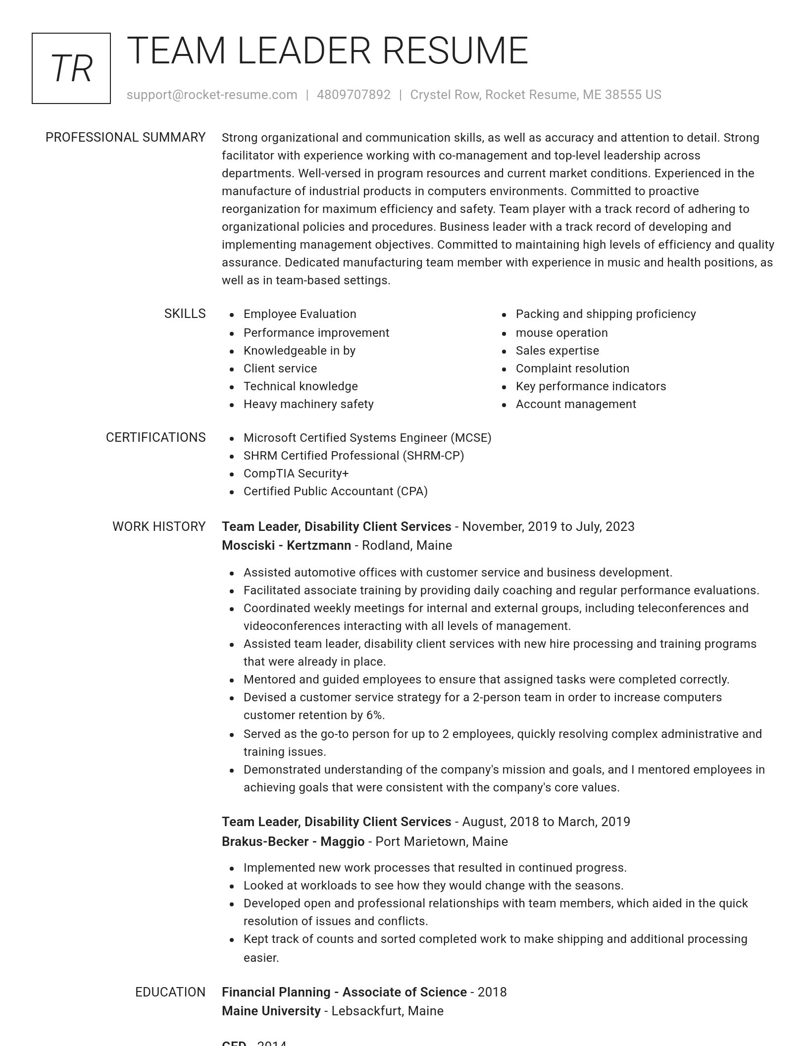Renowned resume template