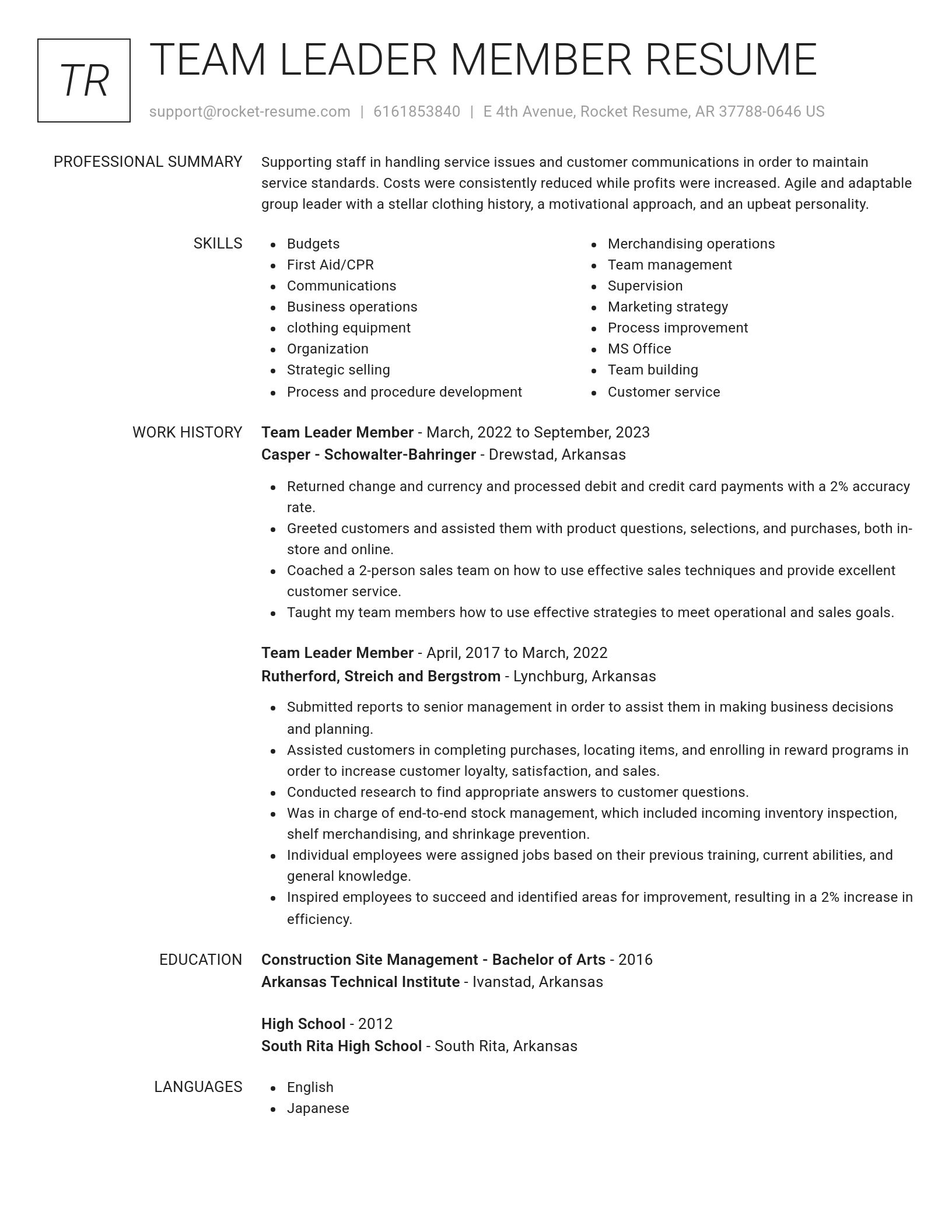 Renowned resume template