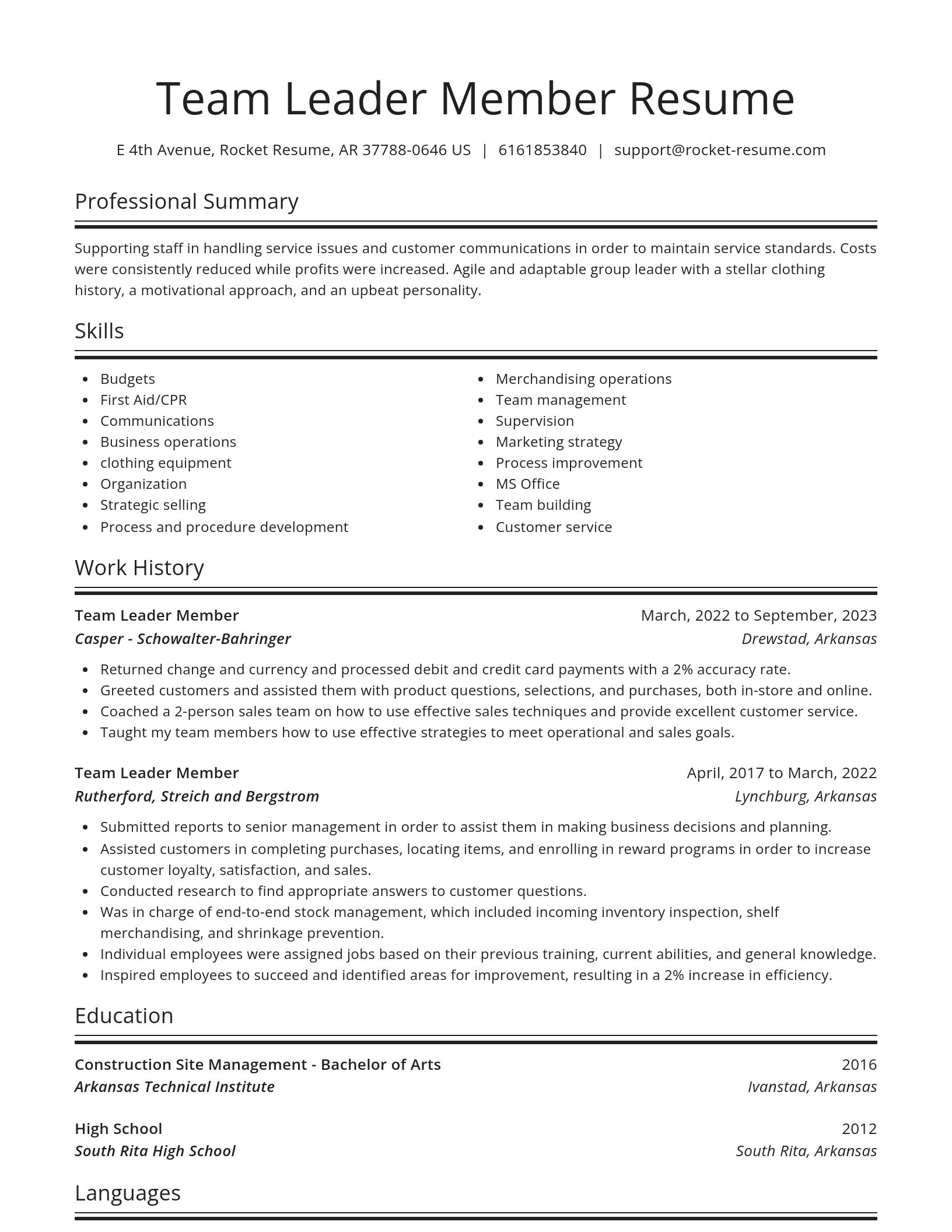 Spotlight resume template
