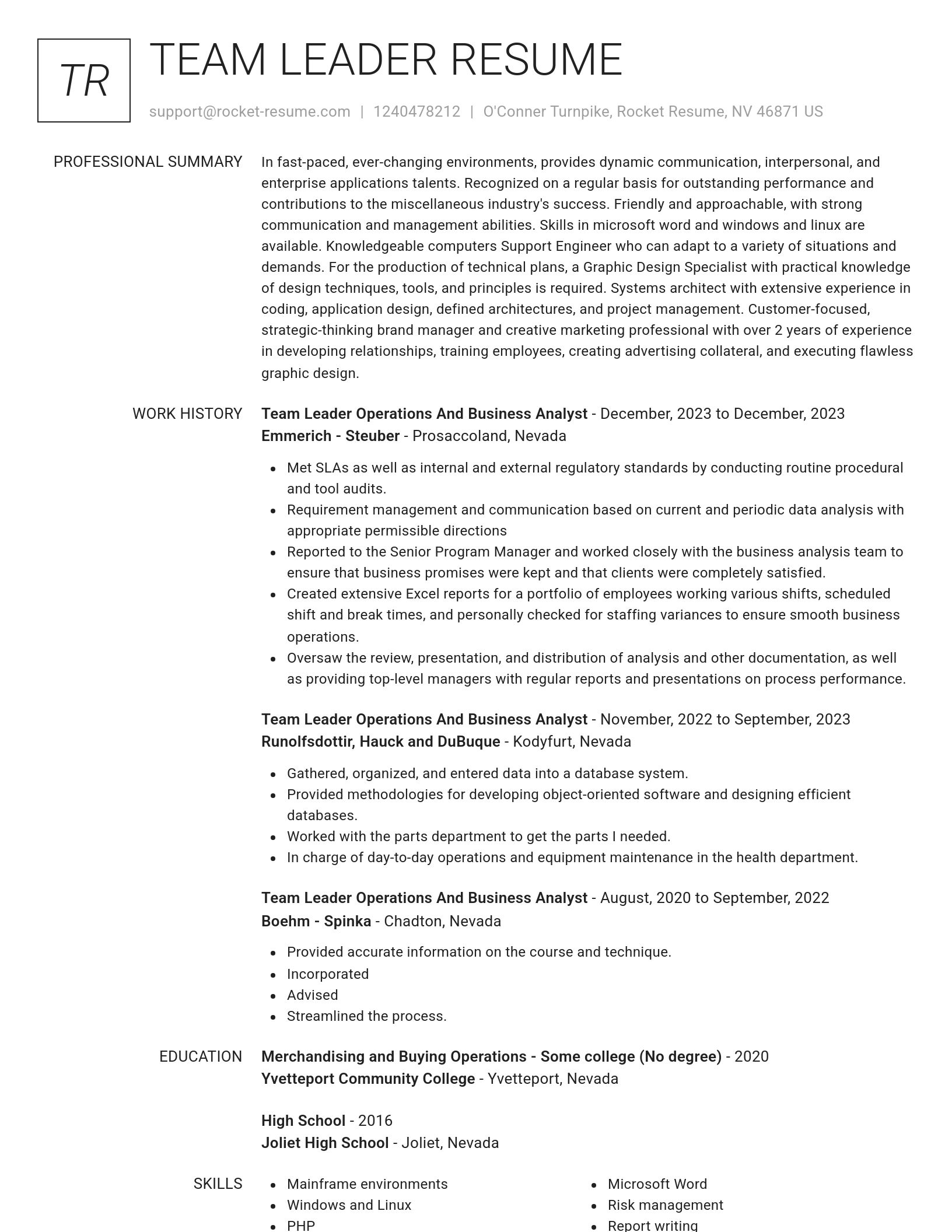 Renowned resume template