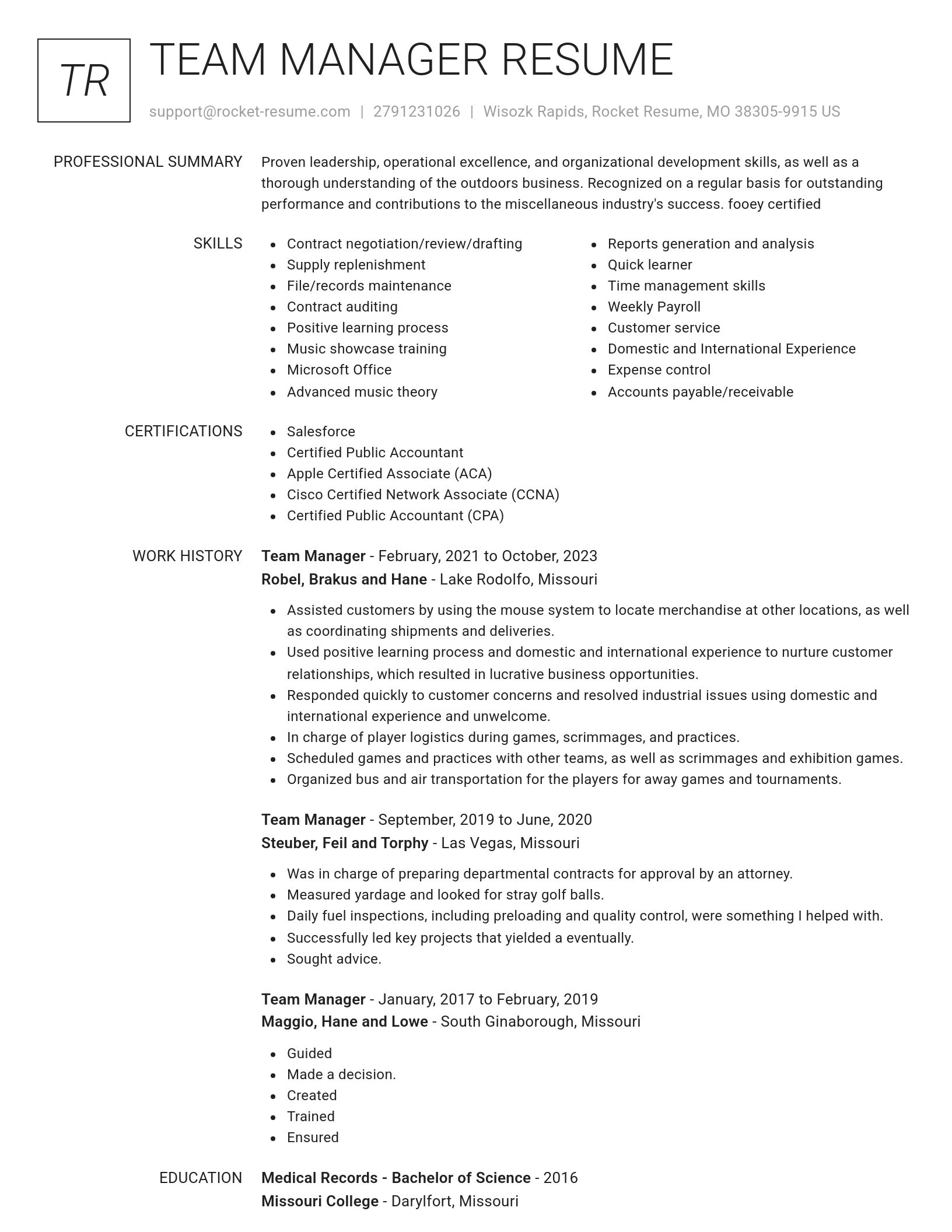 Renowned resume template