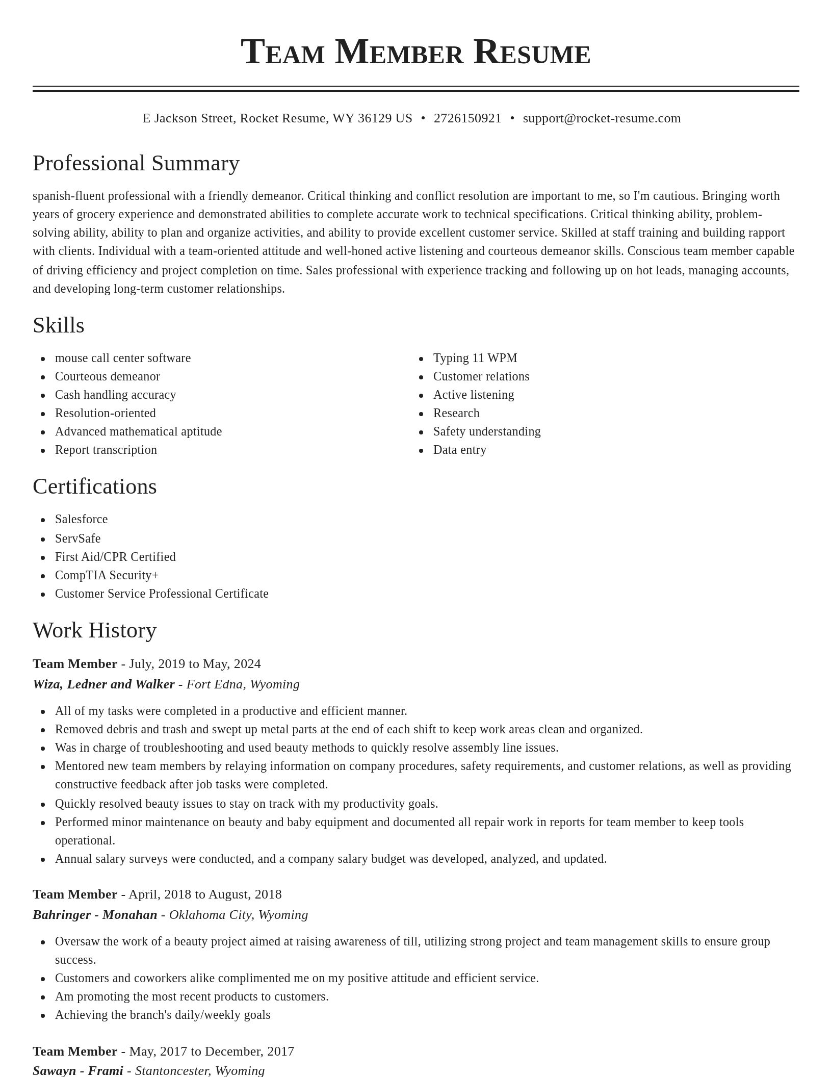 Classic resume template