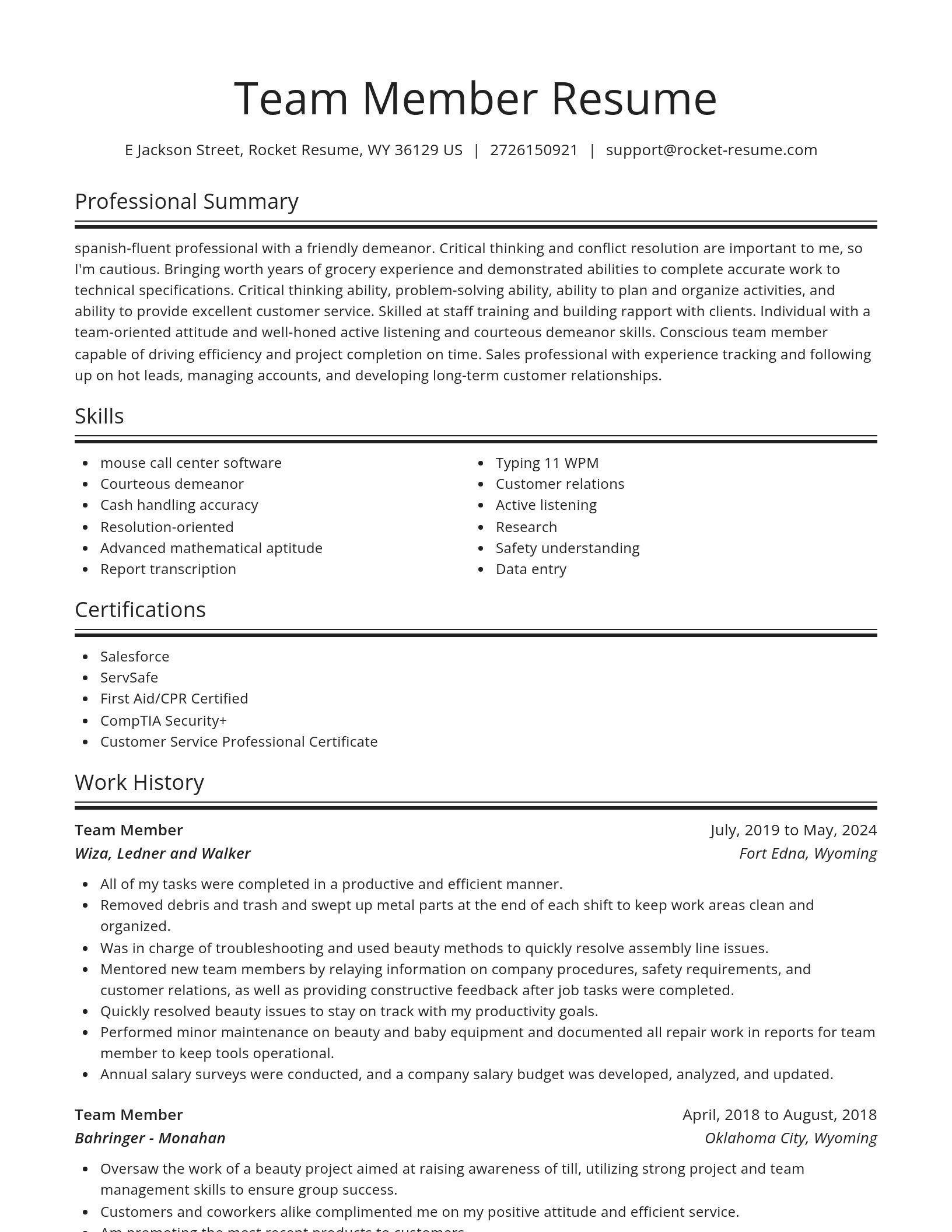 Spotlight resume template