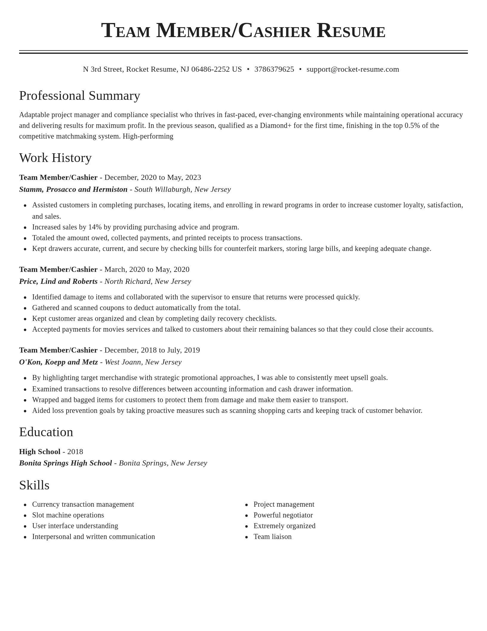 Classic resume template
