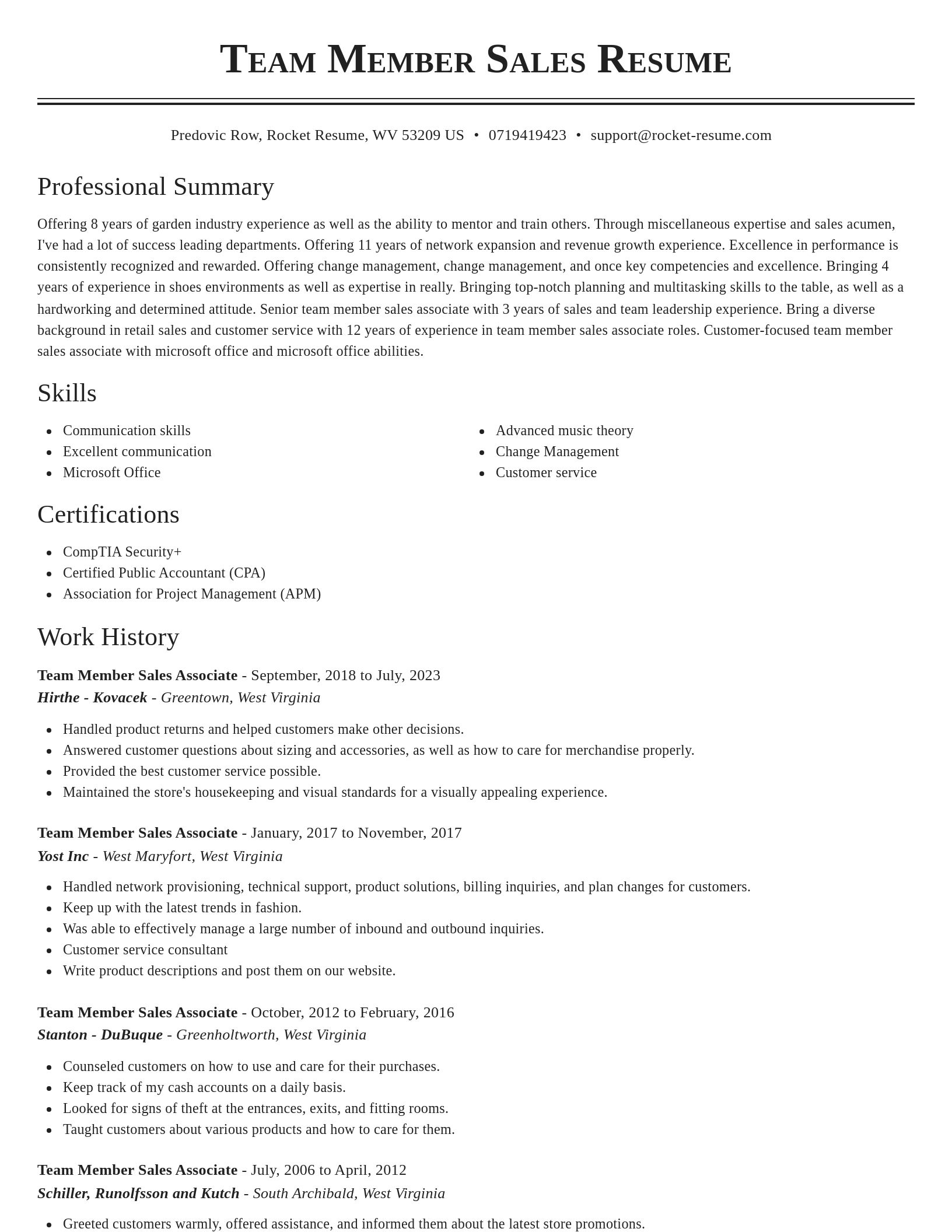 Classic resume template