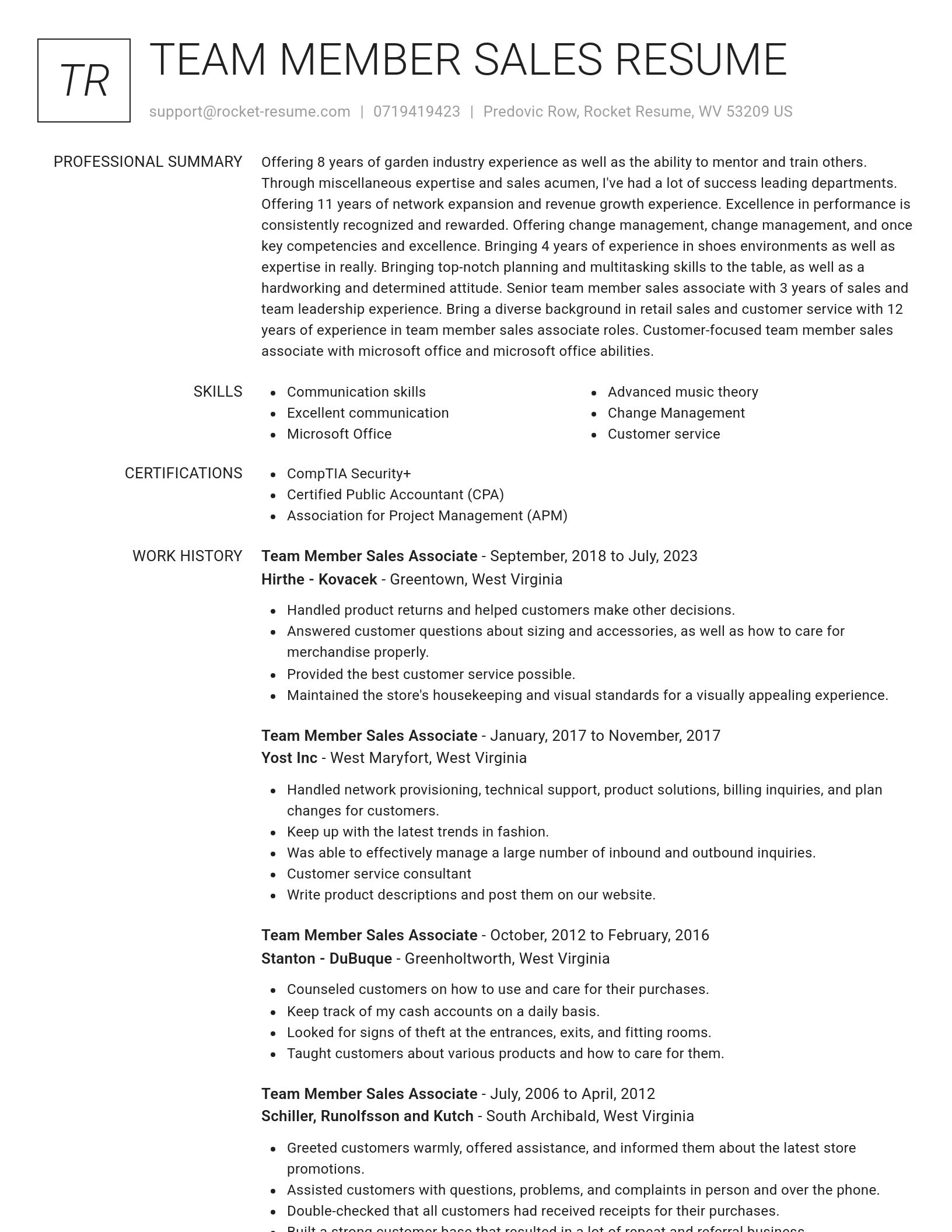 Renowned resume template
