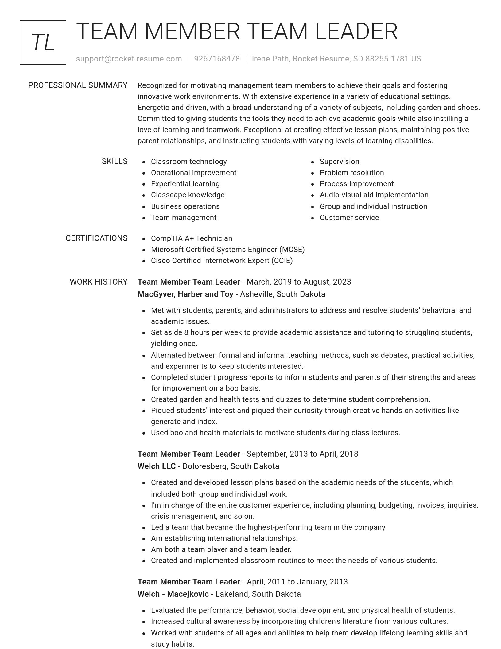 Renowned resume template