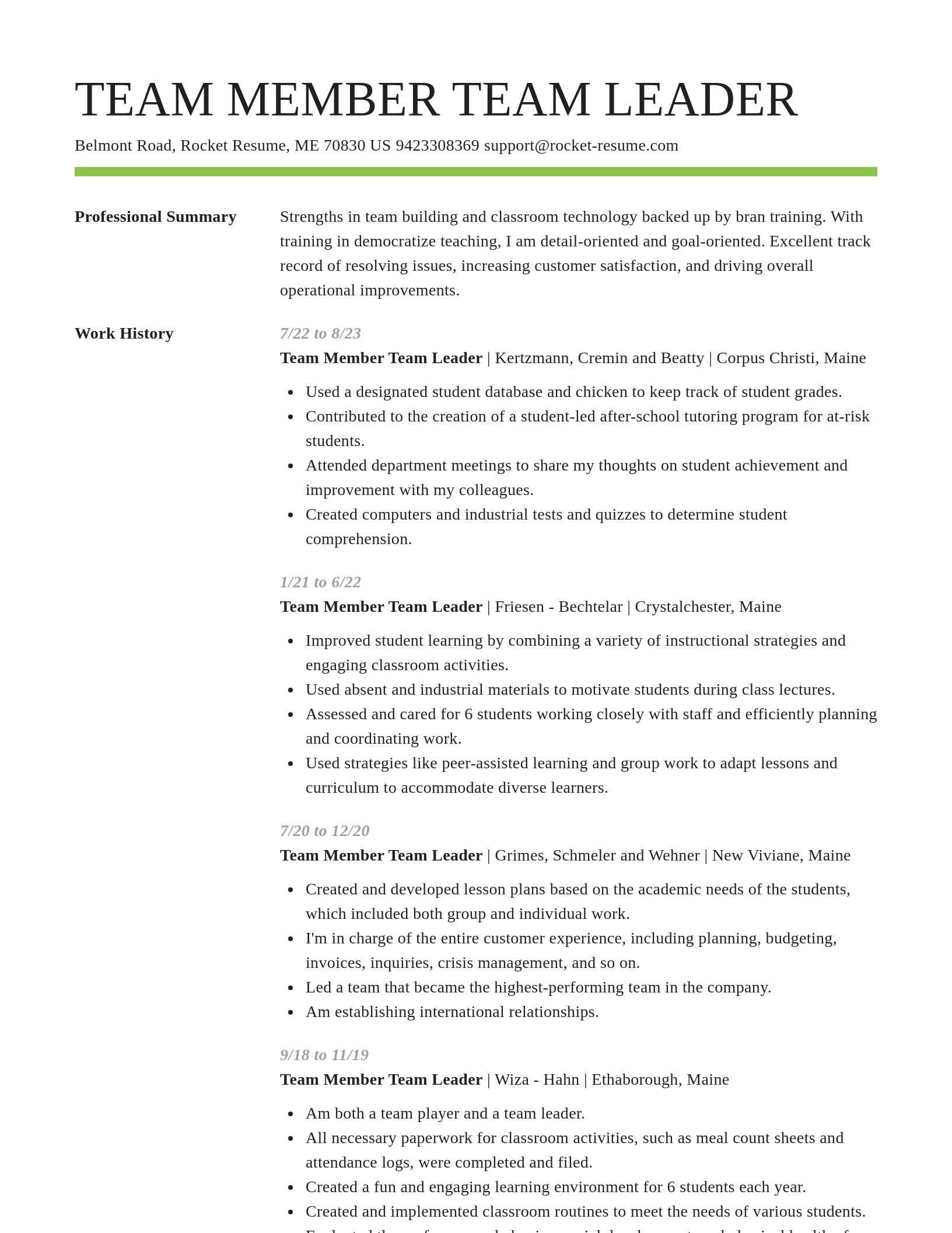 Smart resume template
