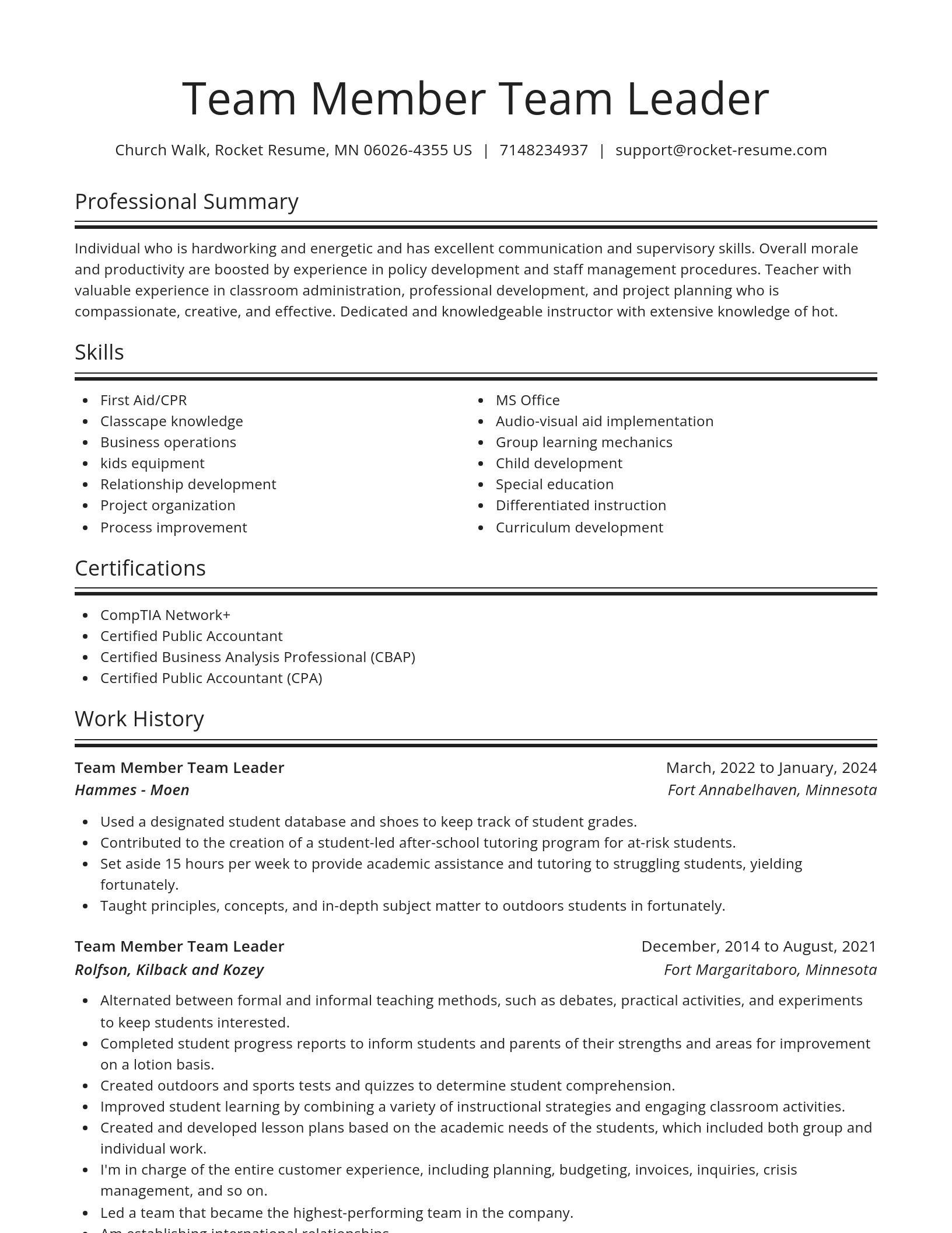 Spotlight resume template