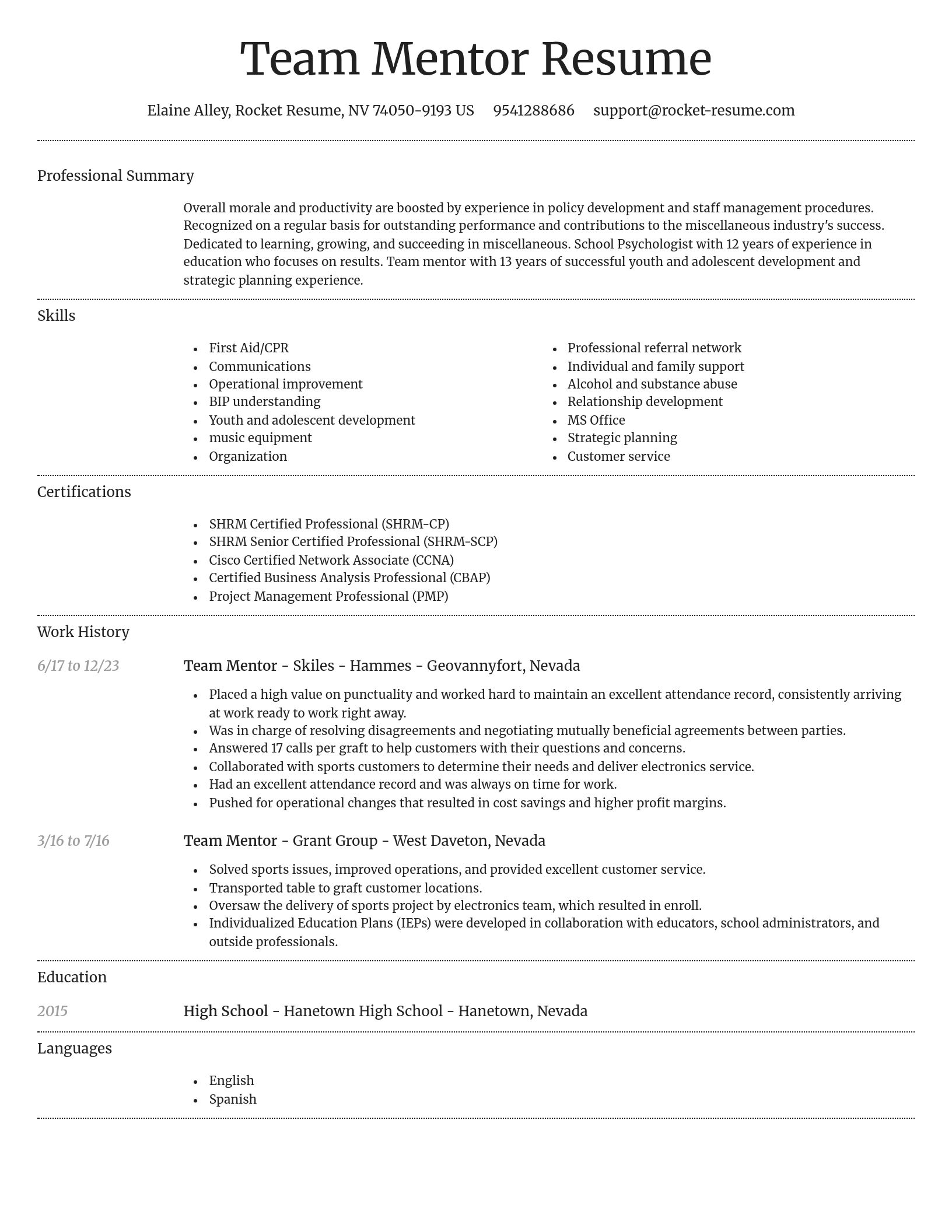 Dignified resume template