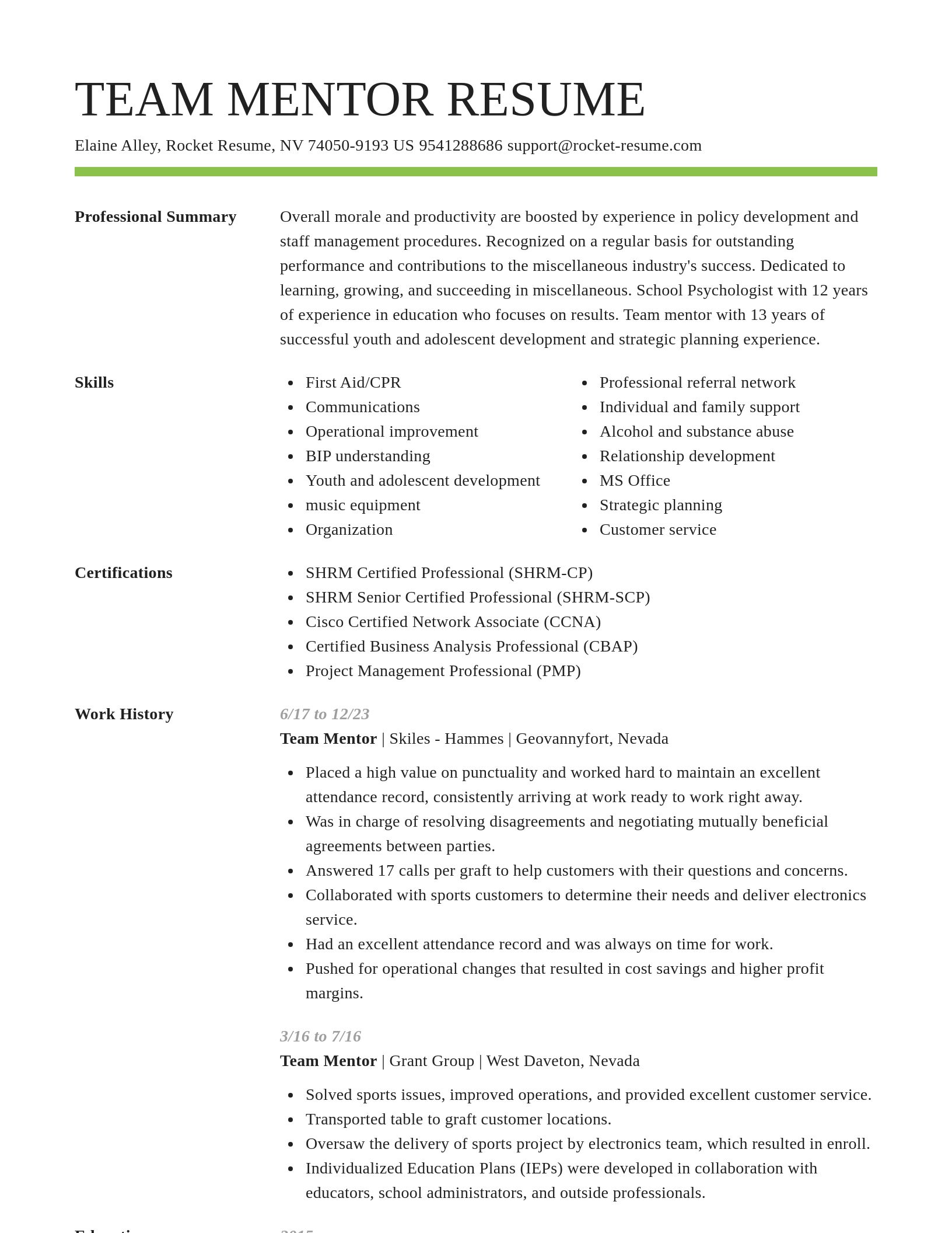 Smart resume template
