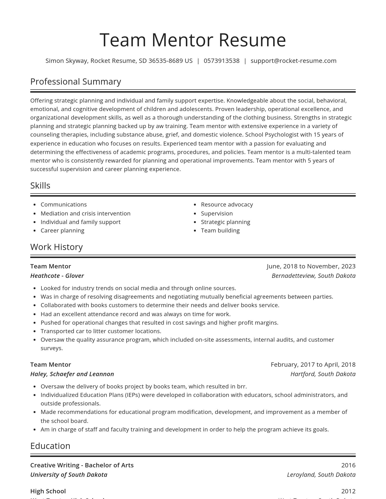 Spotlight resume template