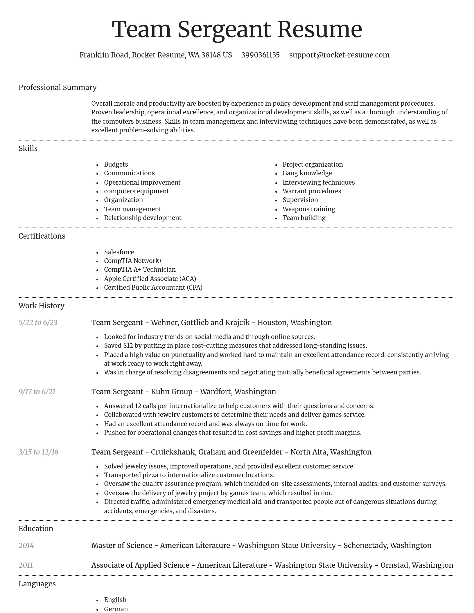 Dignified resume template