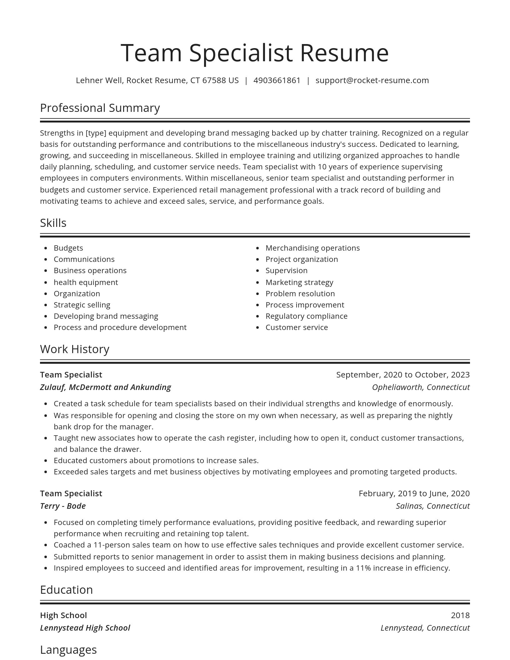 Spotlight resume template