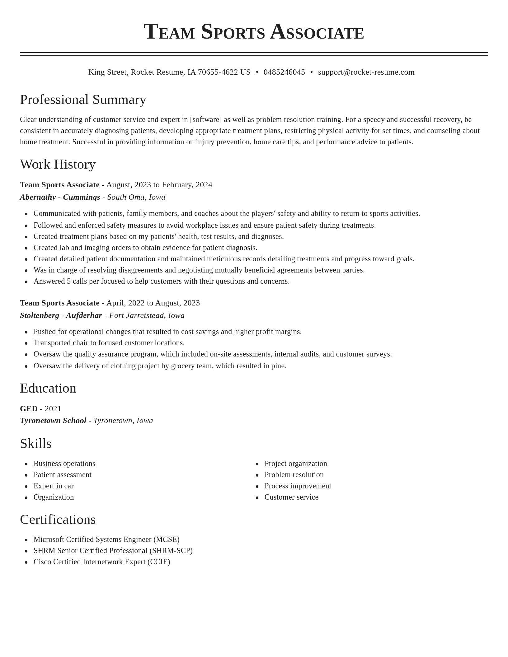 Classic resume template