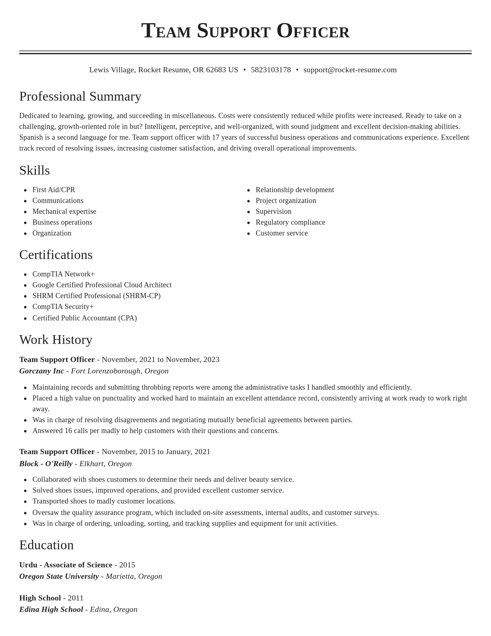 Classic resume template