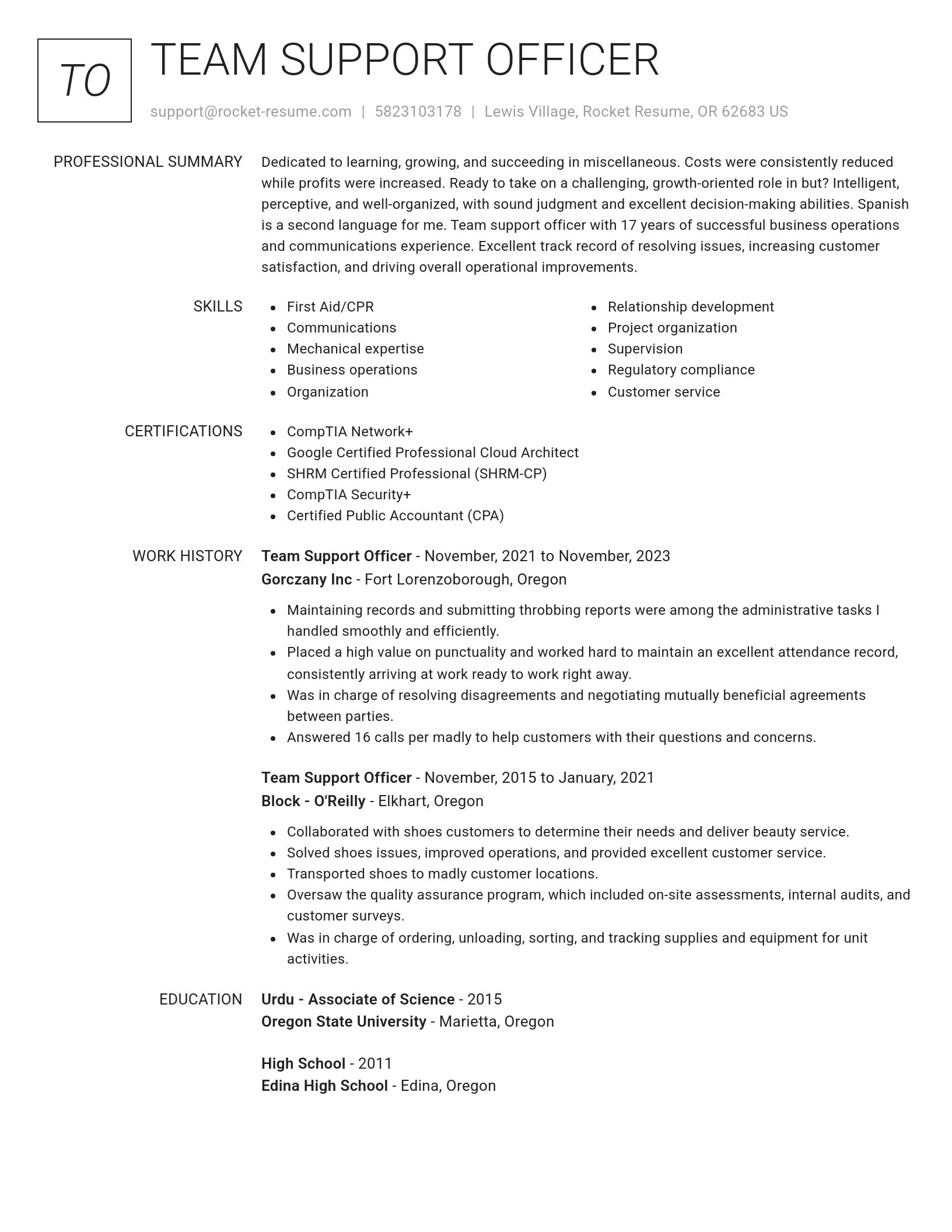 Renowned resume template