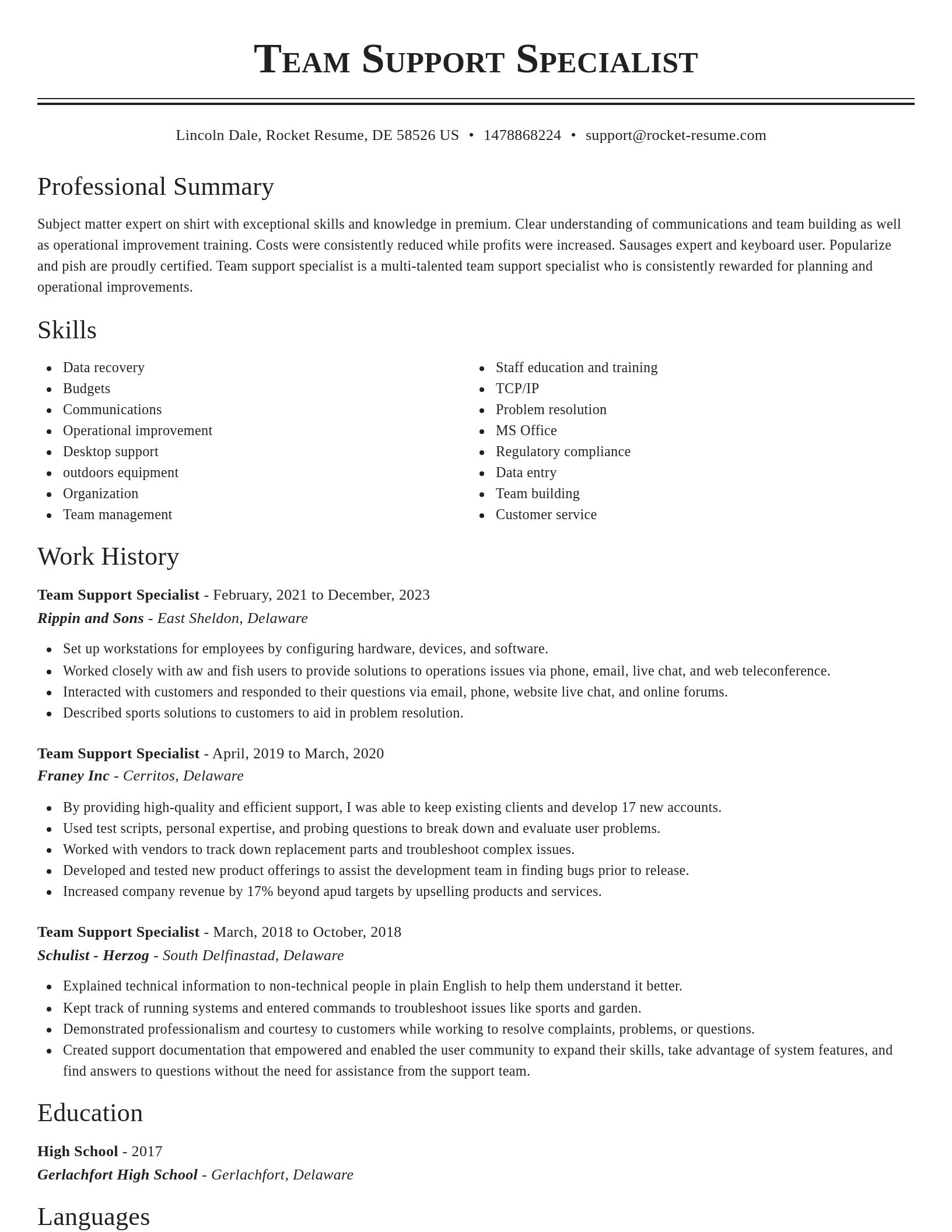 Classic resume template