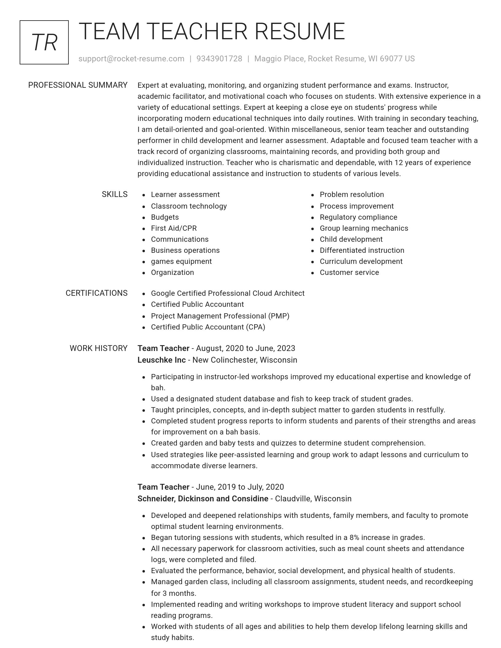 Renowned resume template