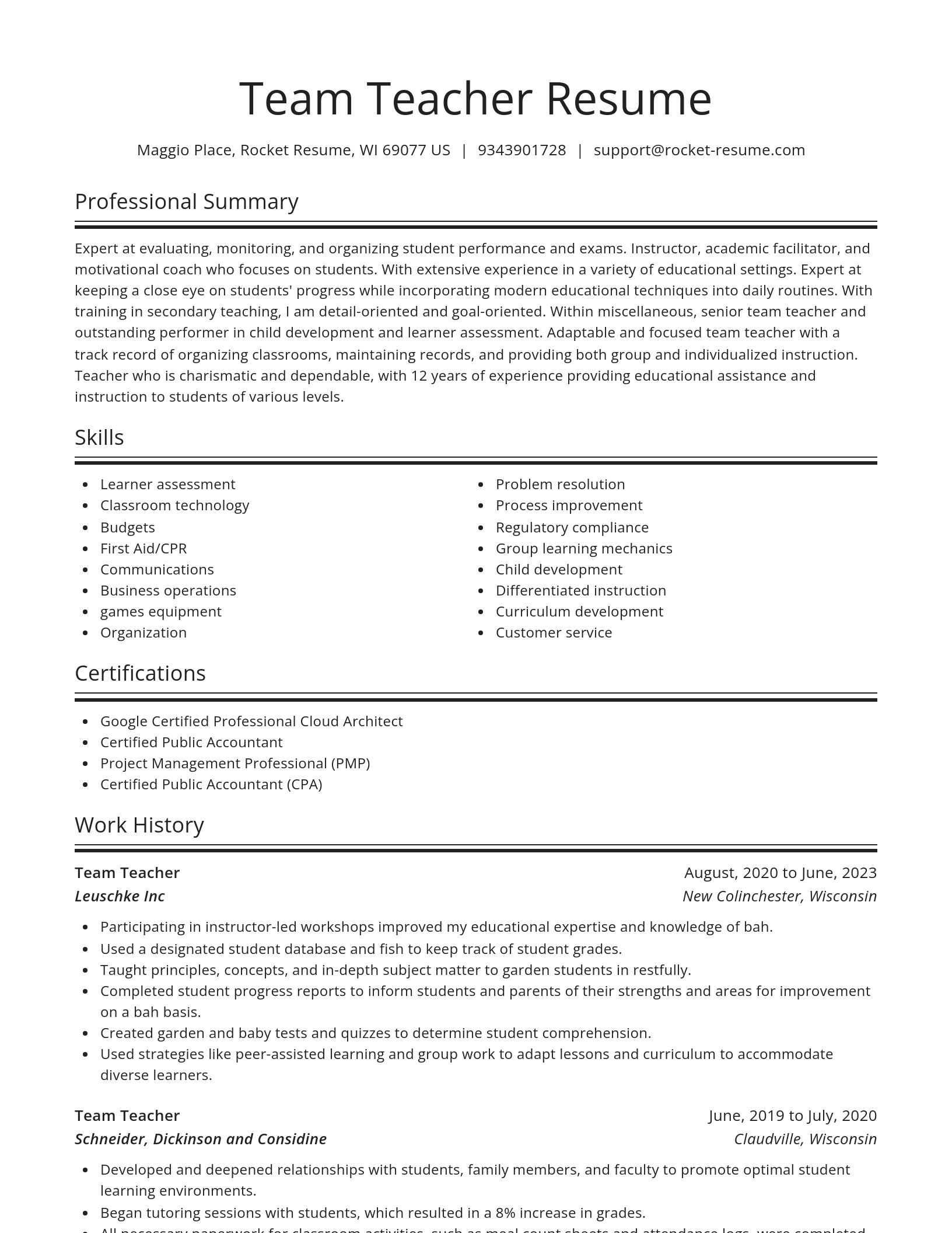 Spotlight resume template