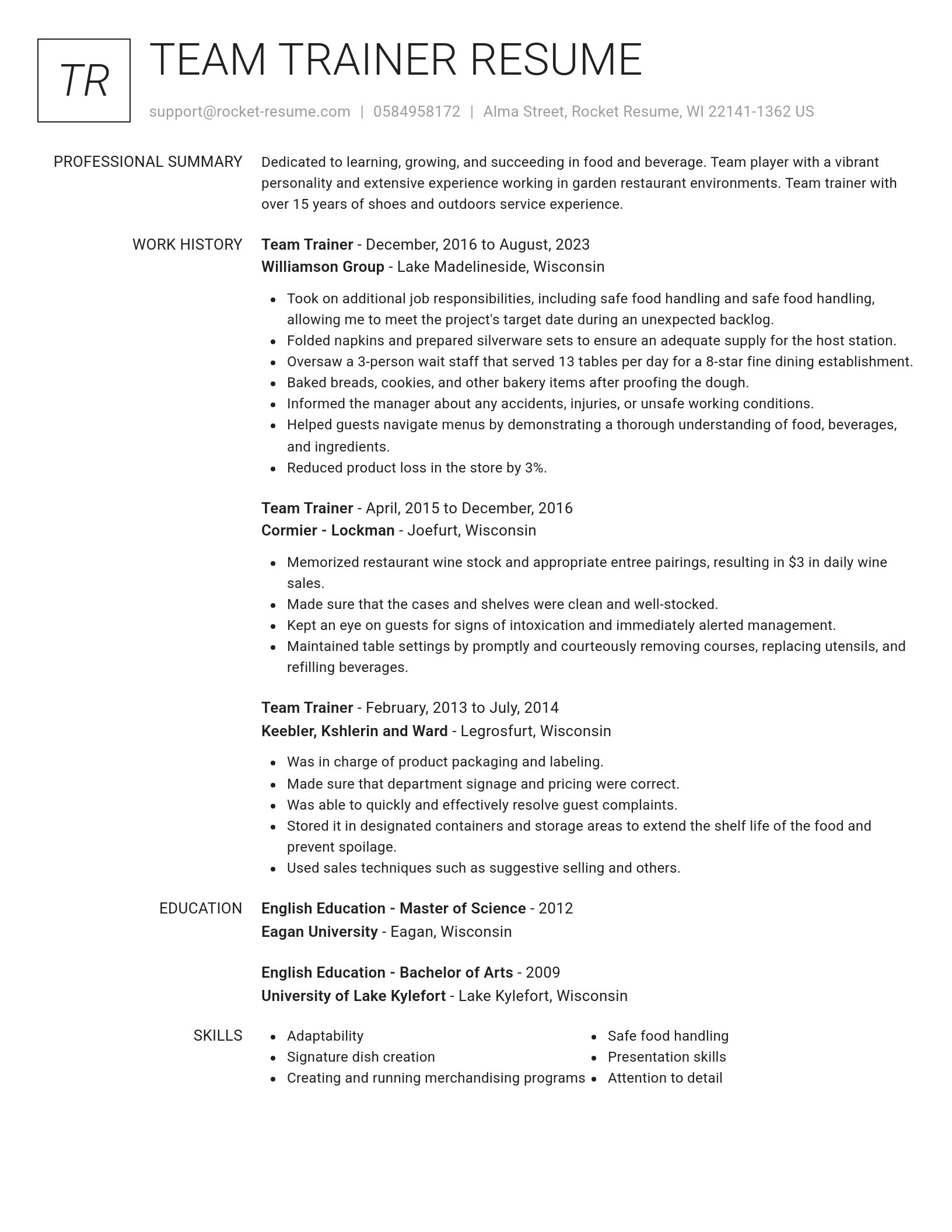 Renowned resume template