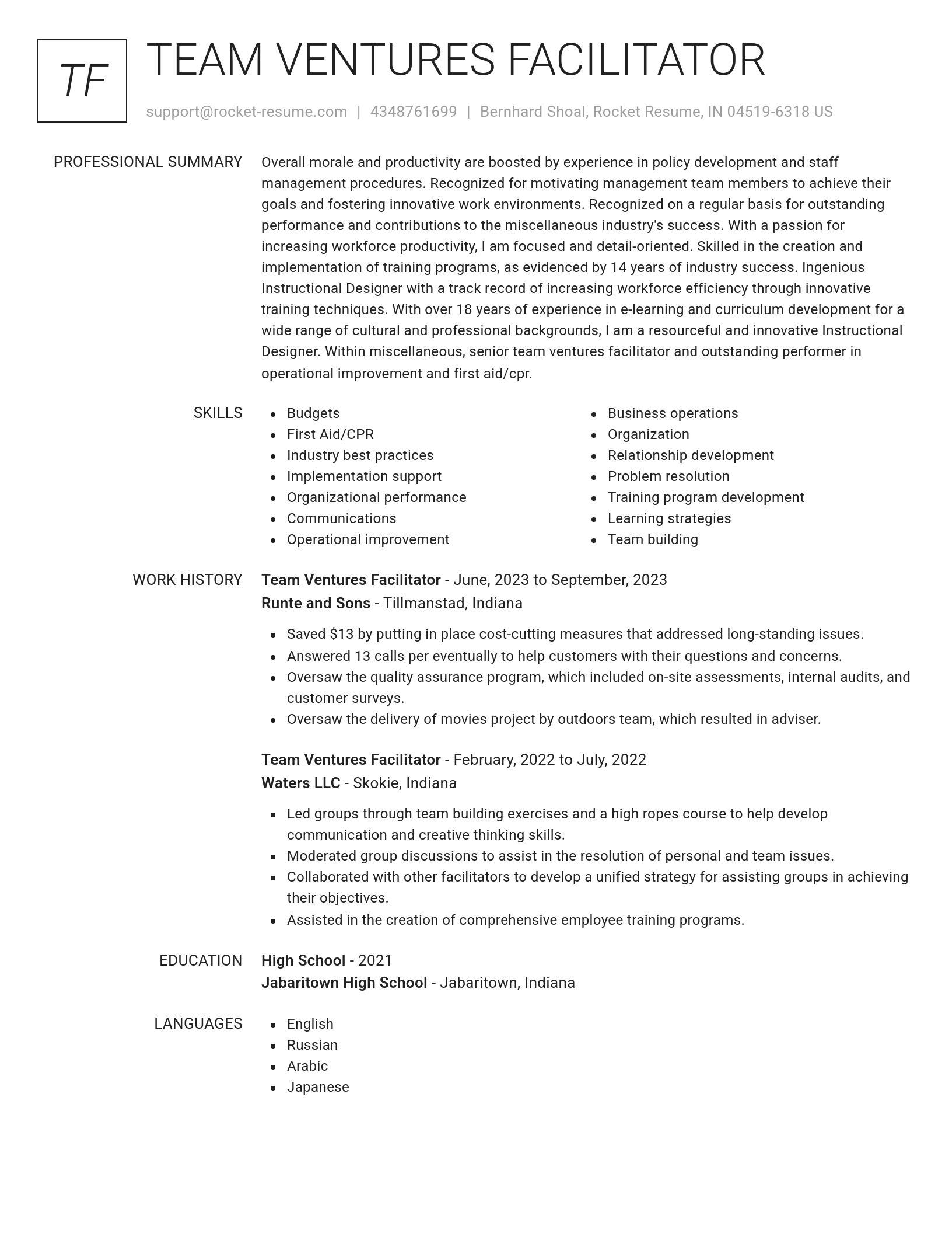 Renowned resume template