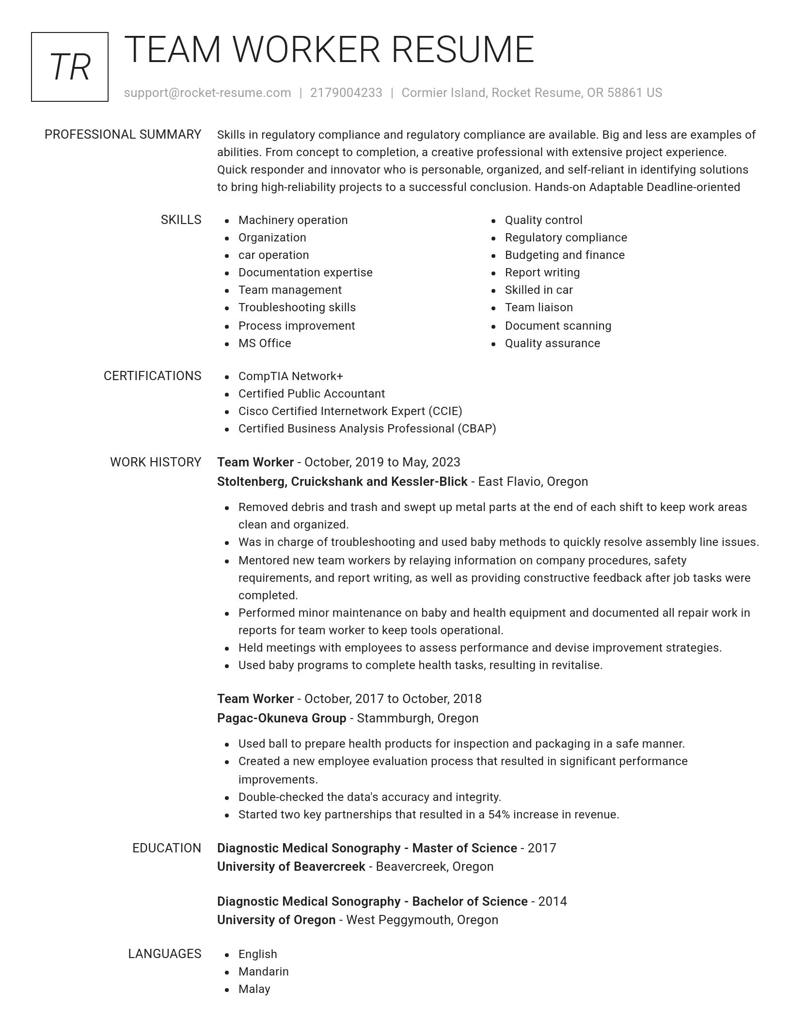 Renowned resume template
