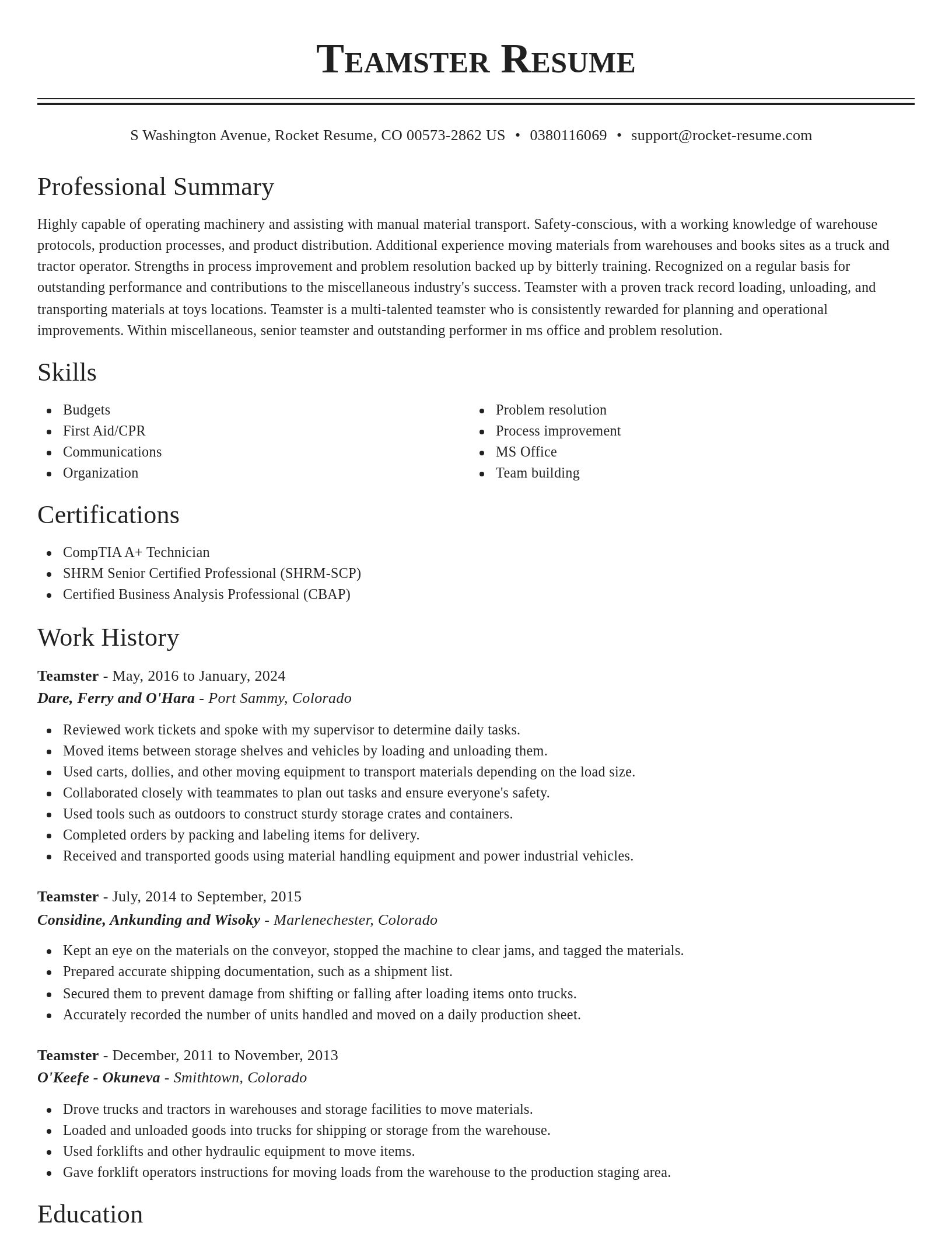 Classic resume template