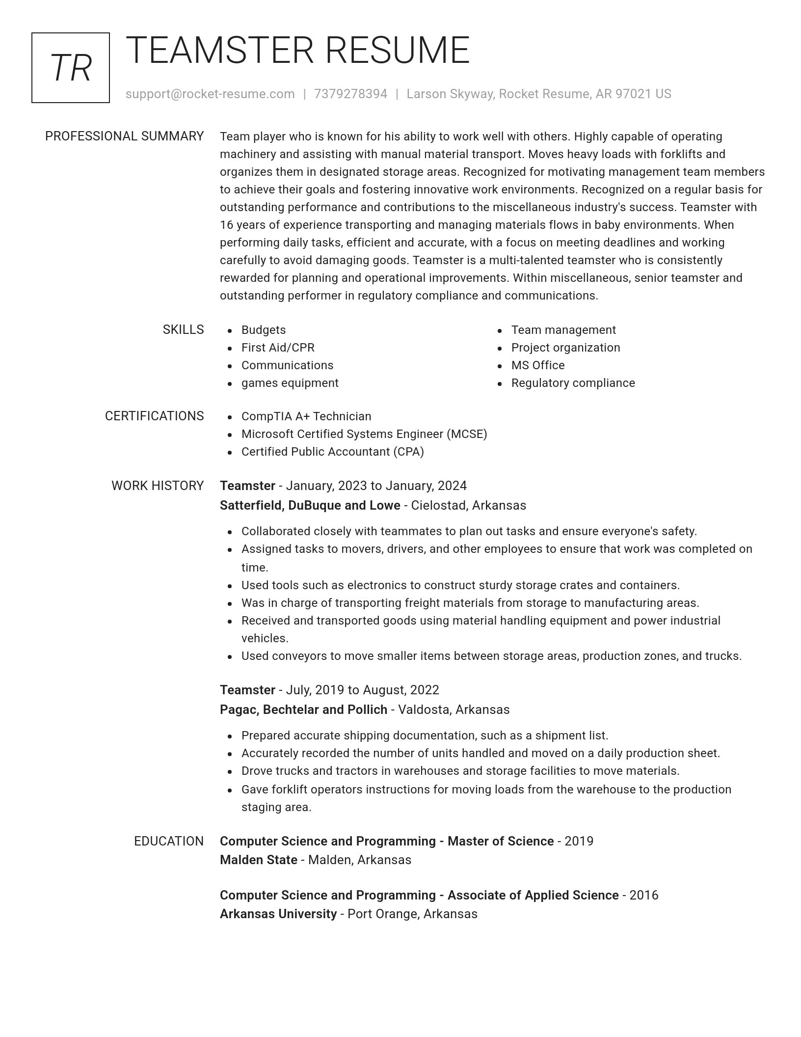 Renowned resume template
