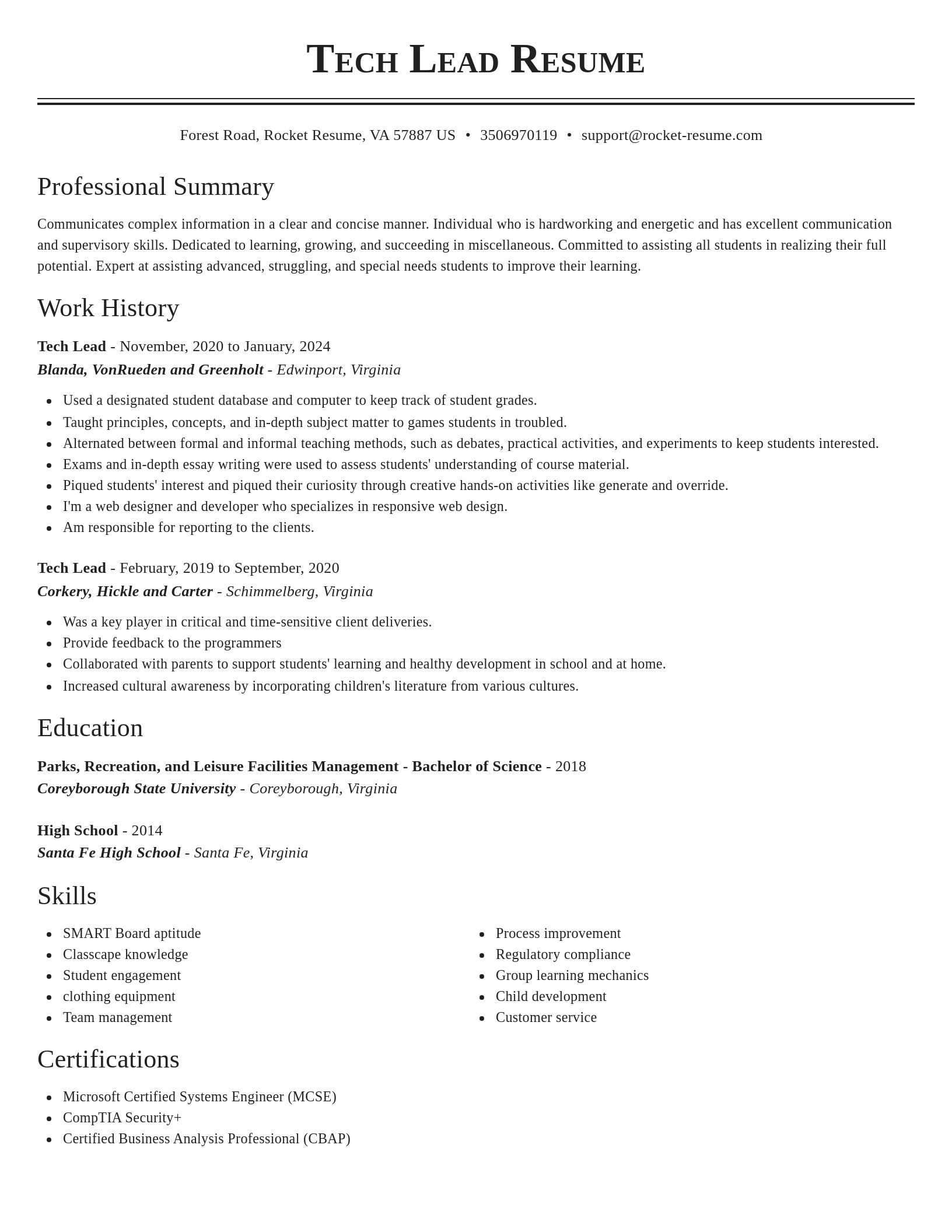Classic resume template