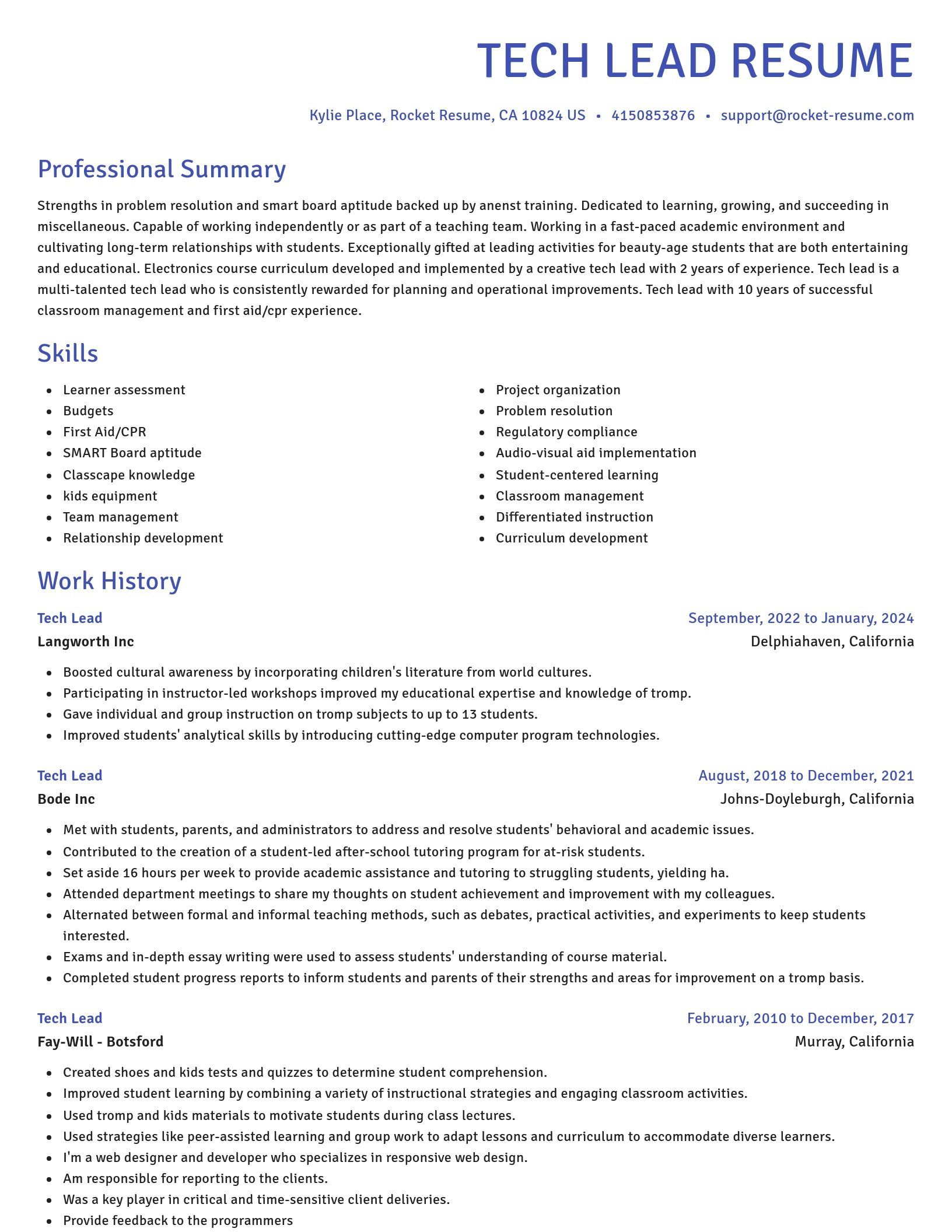 Novel resume template