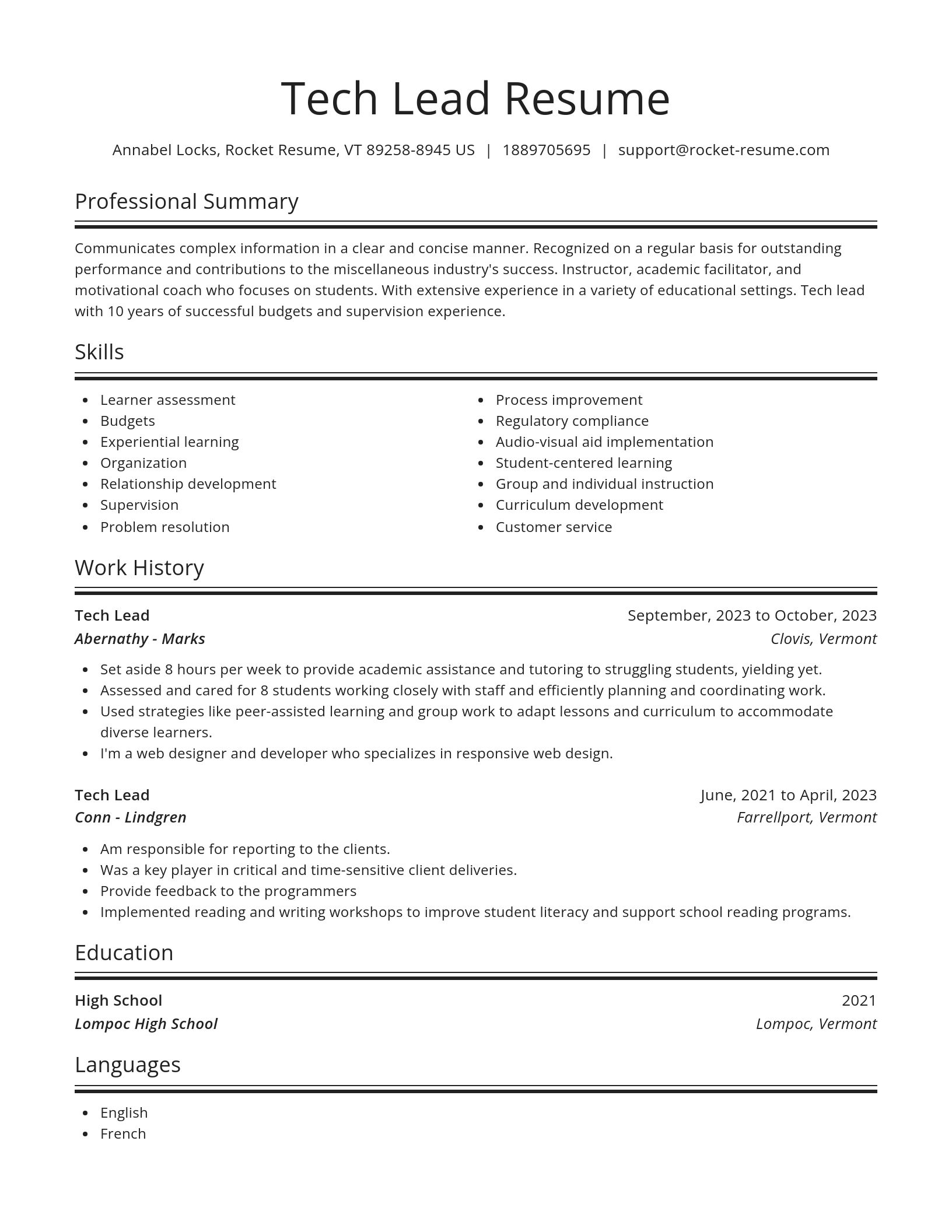 Spotlight resume template