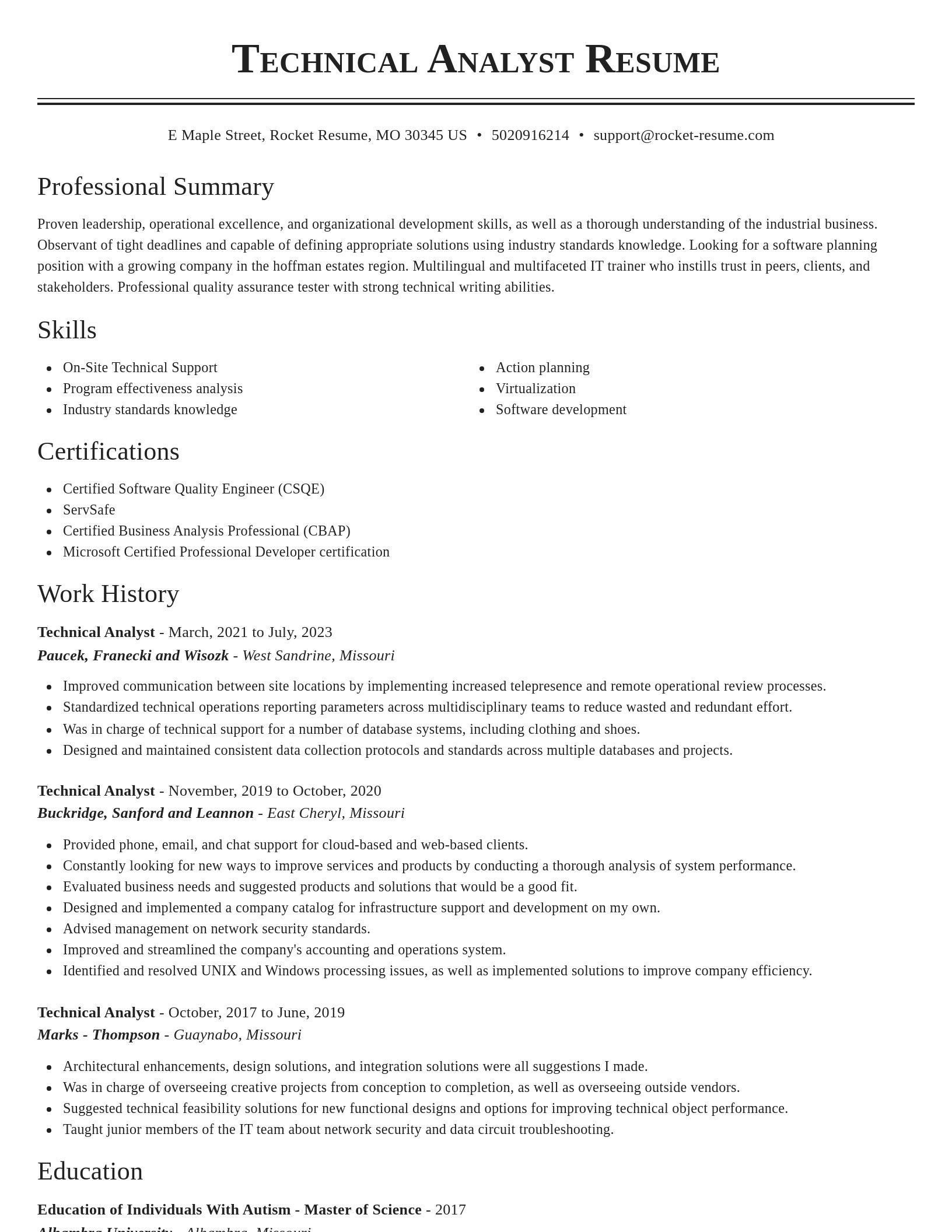 Classic resume template