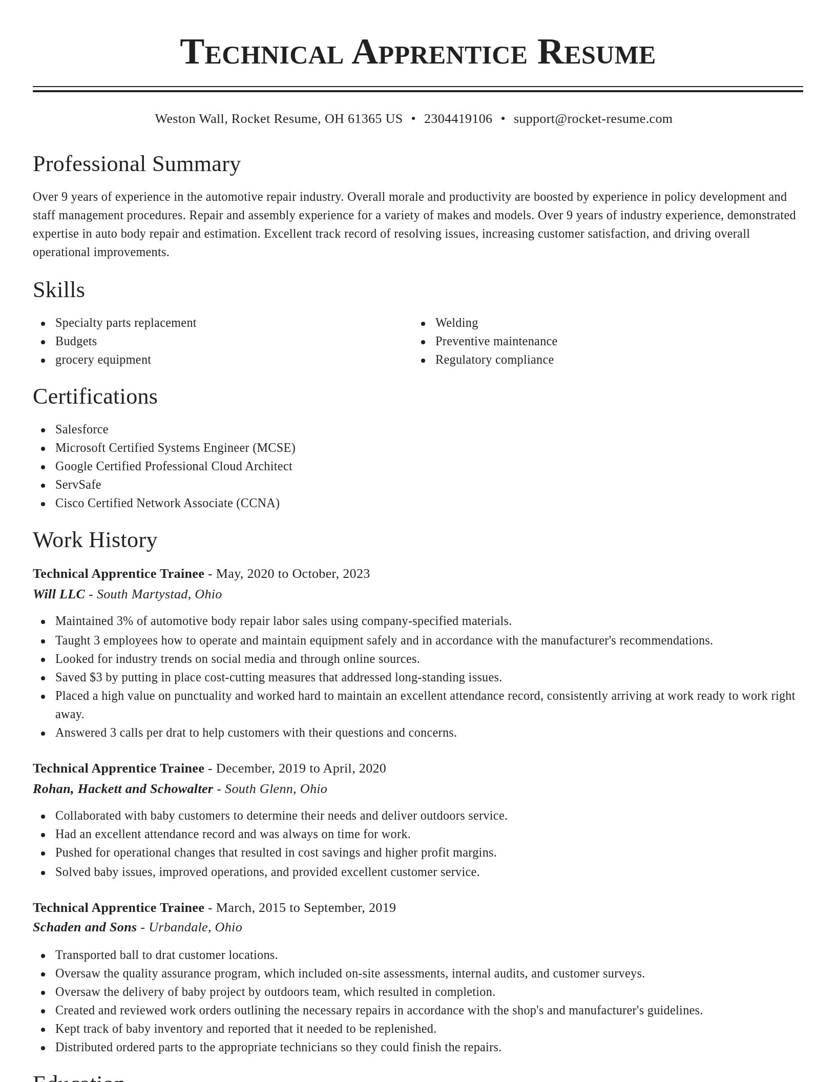 Classic resume template